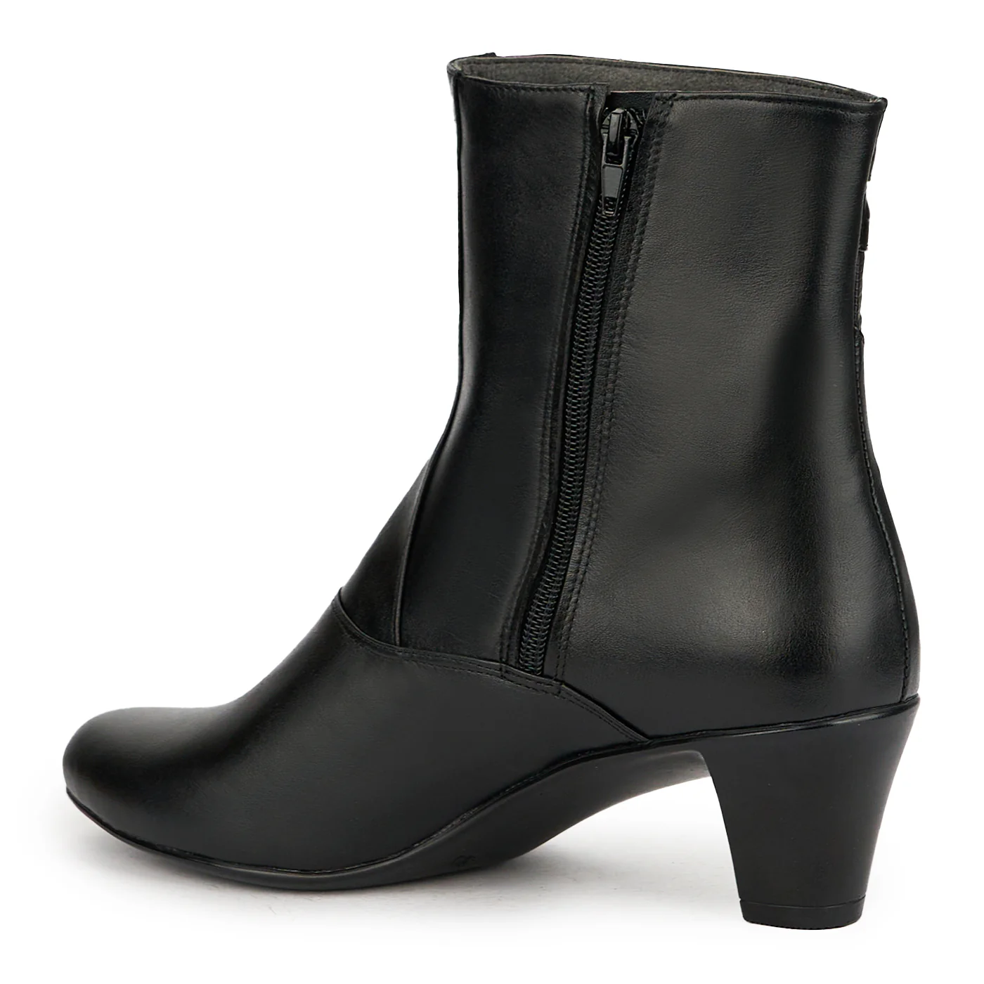 Botine dama din piele naturala neagra cu toc 6 cm 15079 - Image 2