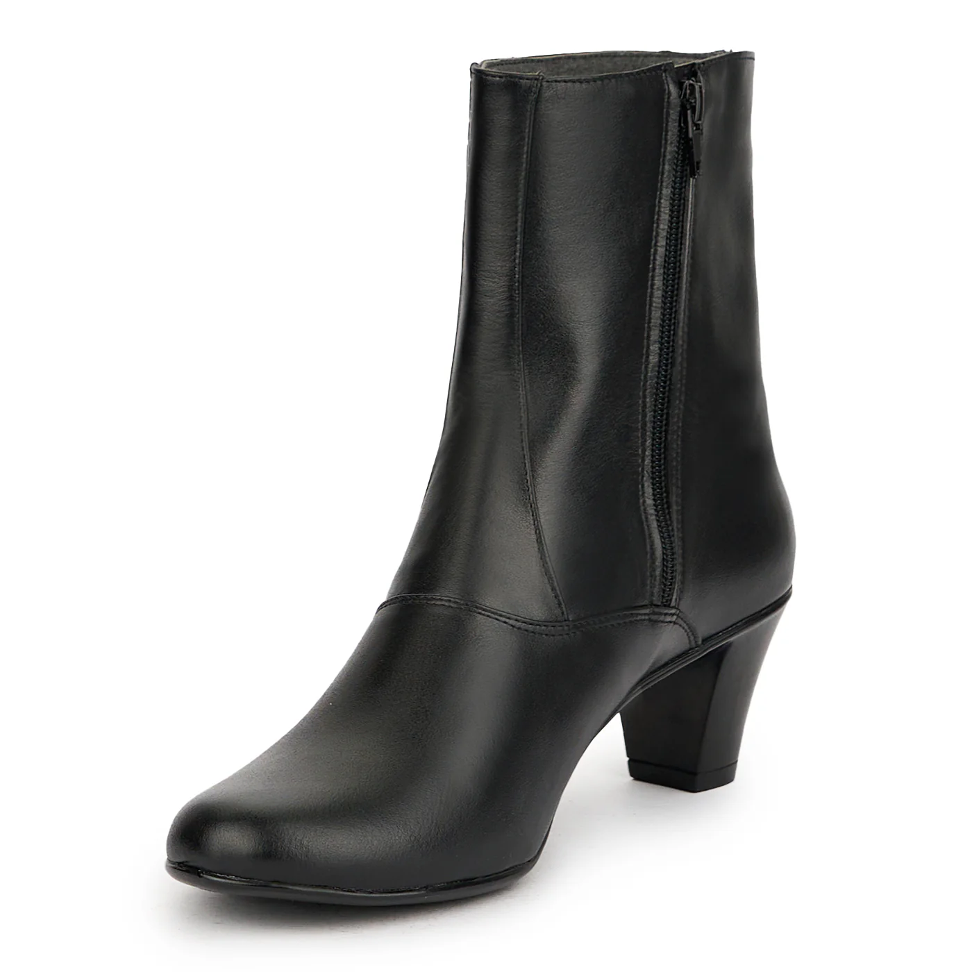 Botine dama din piele naturala neagra cu toc 6 cm 15079 - Image 3