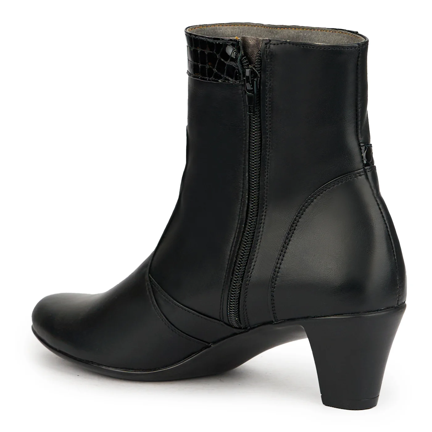 Botine dama din piele naturala neagra cu toc 6 cm 15083 - Image 2