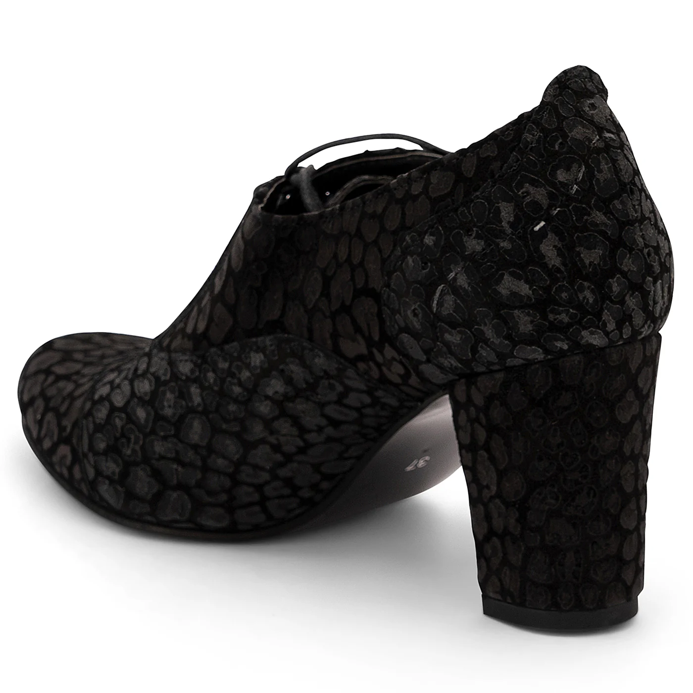 Botine dama din piele naturala neagra cu toc 7.5 cm 14179 - Image 2