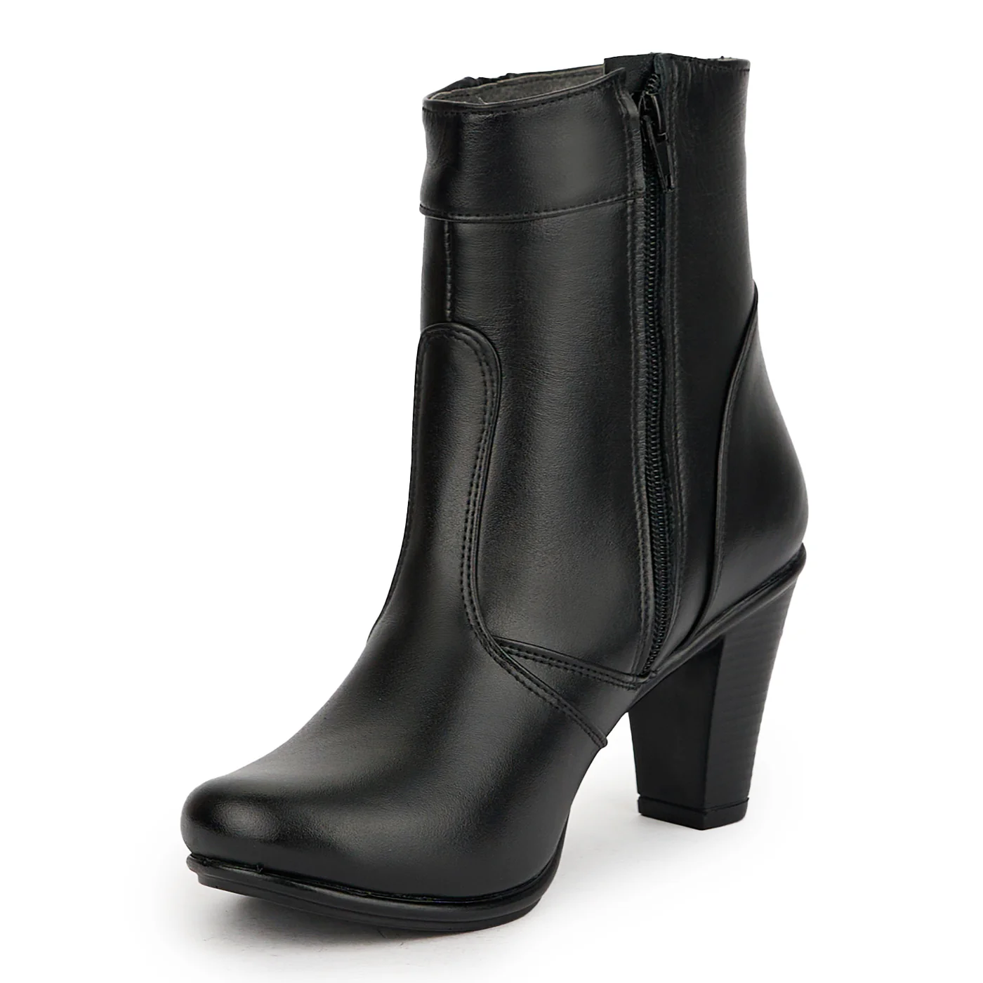 Botine dama din piele naturala neagra cu toc 8 cm 15082 - Image 3
