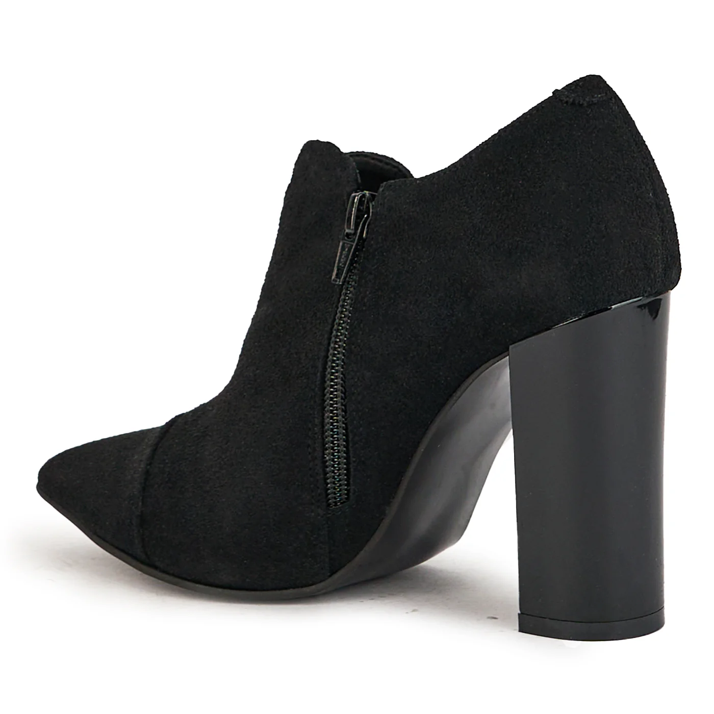 Botine dama din piele naturala neagra cu toc gros 10 cm 17375 - Image 2