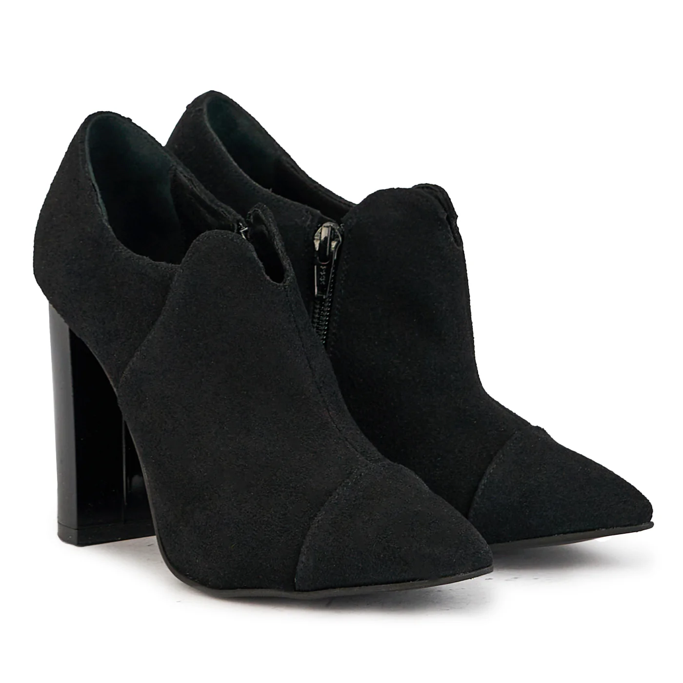 Botine dama din piele naturala neagra cu toc gros 10 cm 17375 - Image 4