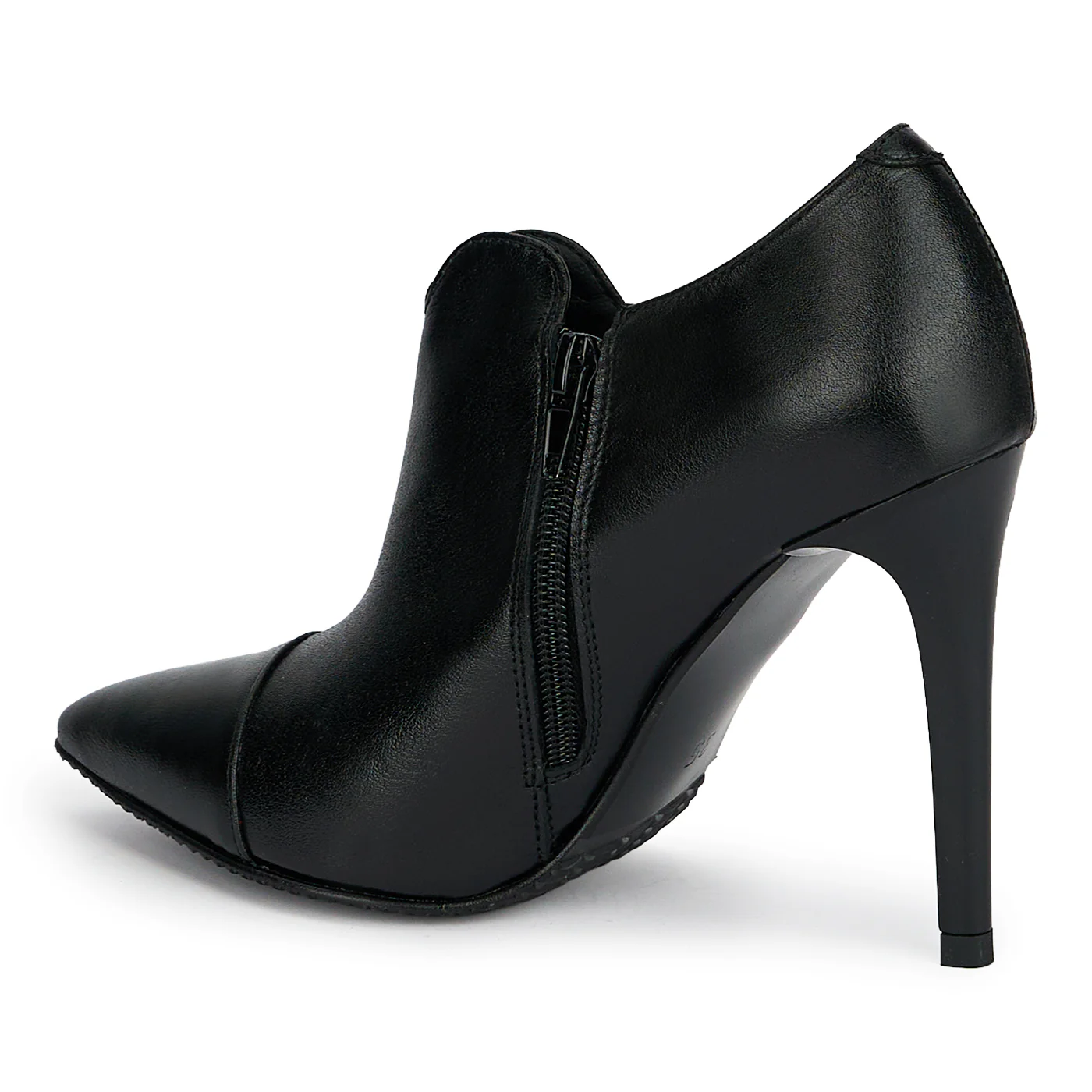 Botine dama din piele naturala neagra cu toc subtire 10 cm 19166 - Image 2
