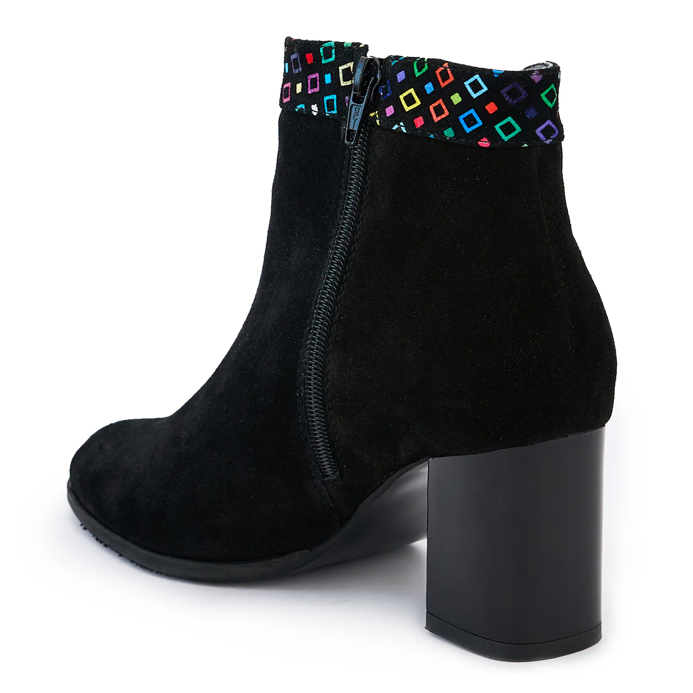Botine dama din piele naturala neagra cu toc gros 14208 - Image 2