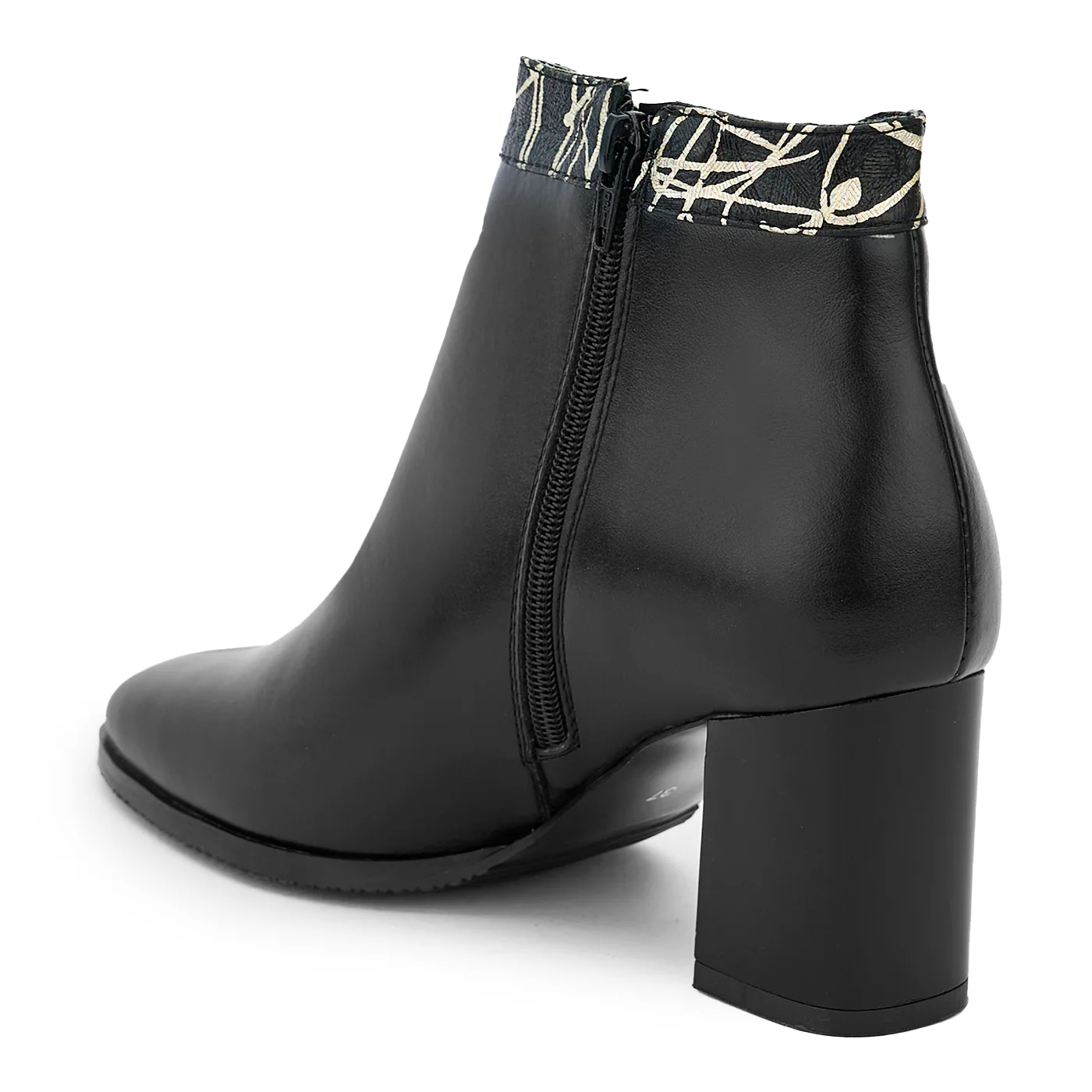 Botine dama din piele naturala neagra cu toc gros 14209 - Image 2