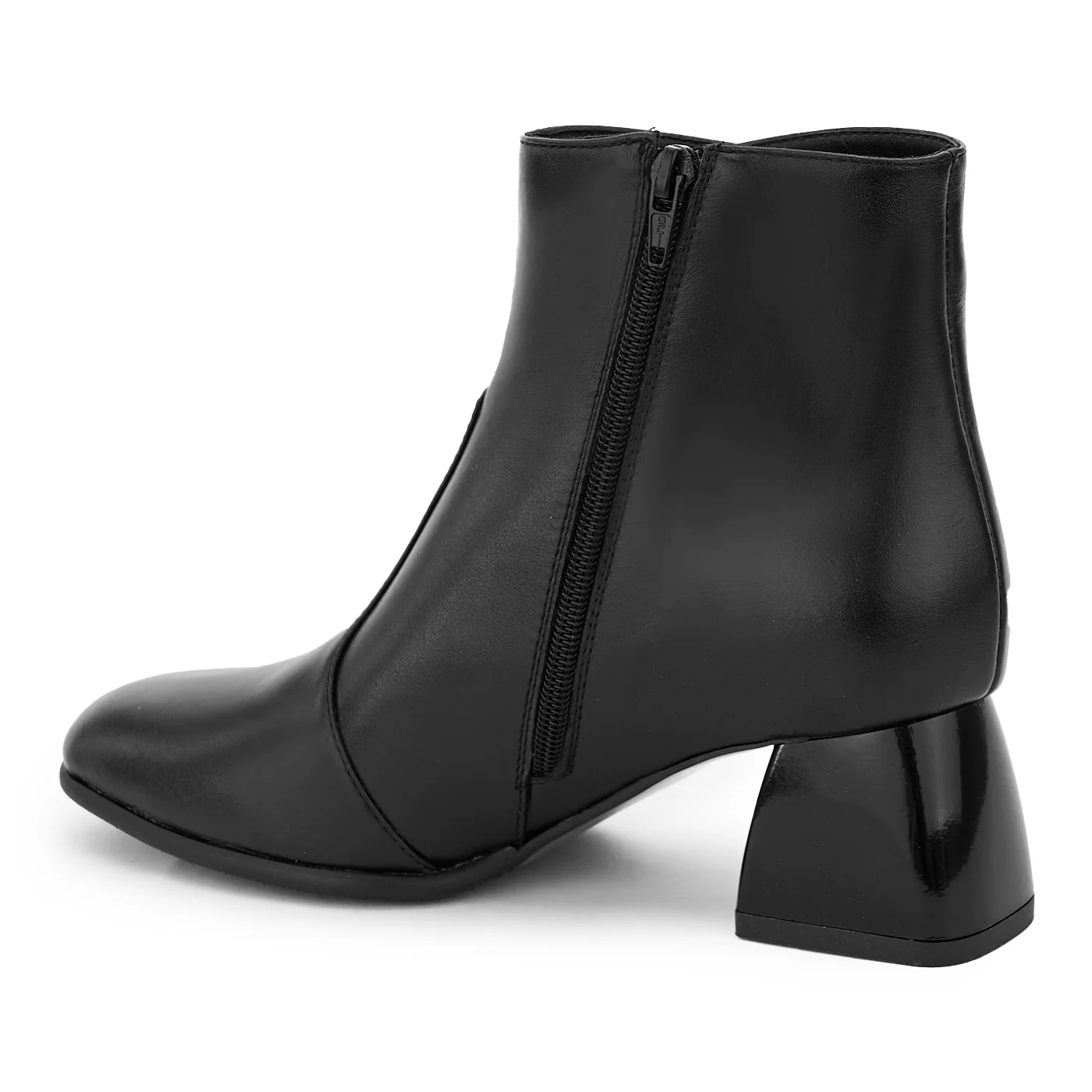 Botine dama din piele naturala neagra cu toc gros 14214 - Image 2