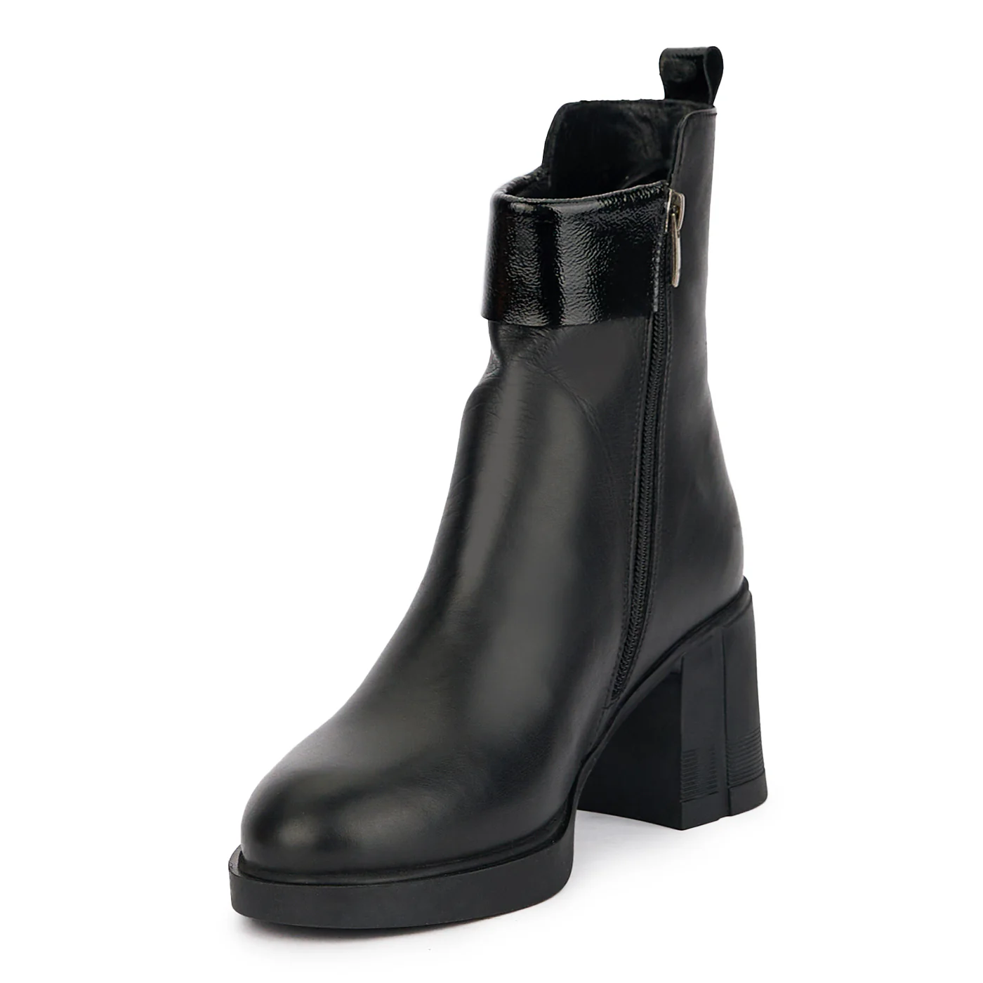 Botine dama din piele naturala neagra cu toc gros 16962 - Image 4