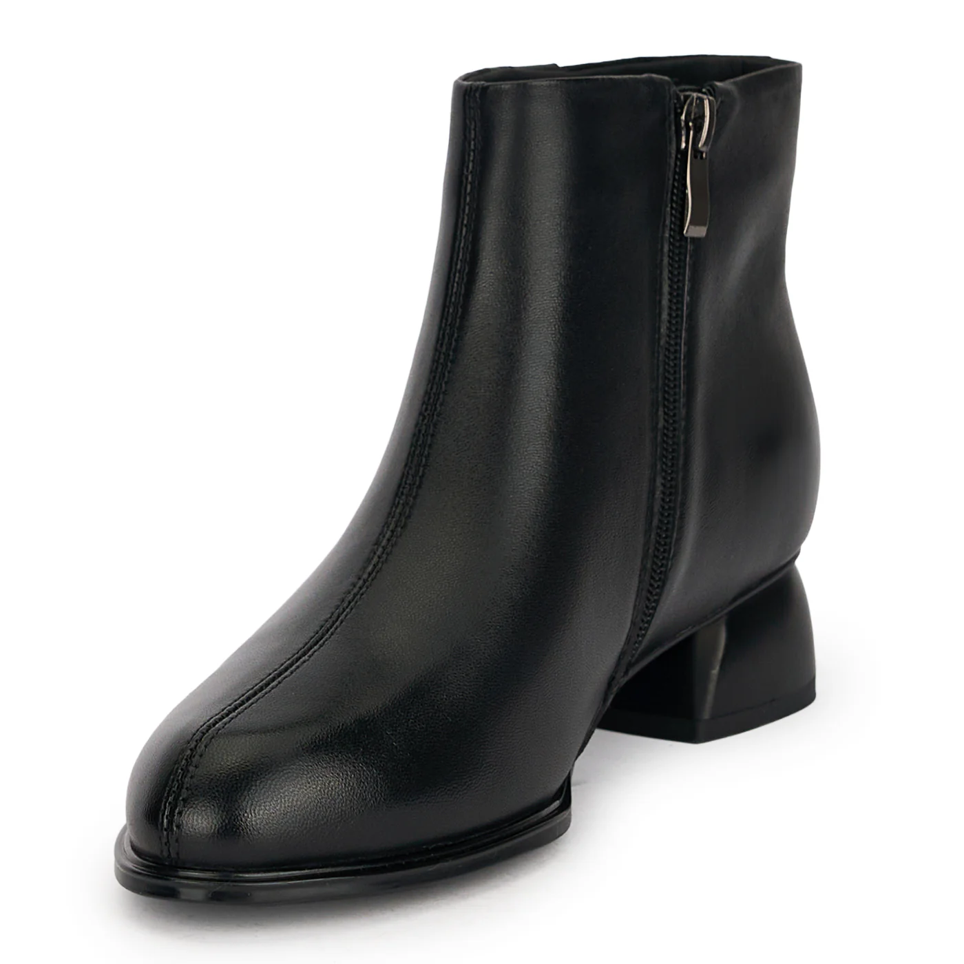 Botine dama din piele naturala neagra cu toc gros 3.5 cm 18967 - Image 3