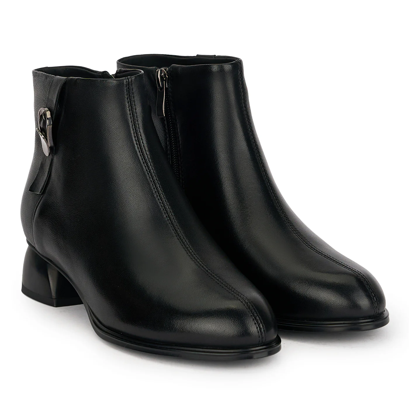 Botine dama din piele naturala neagra cu toc gros 3.5 cm 18967 - Image 4