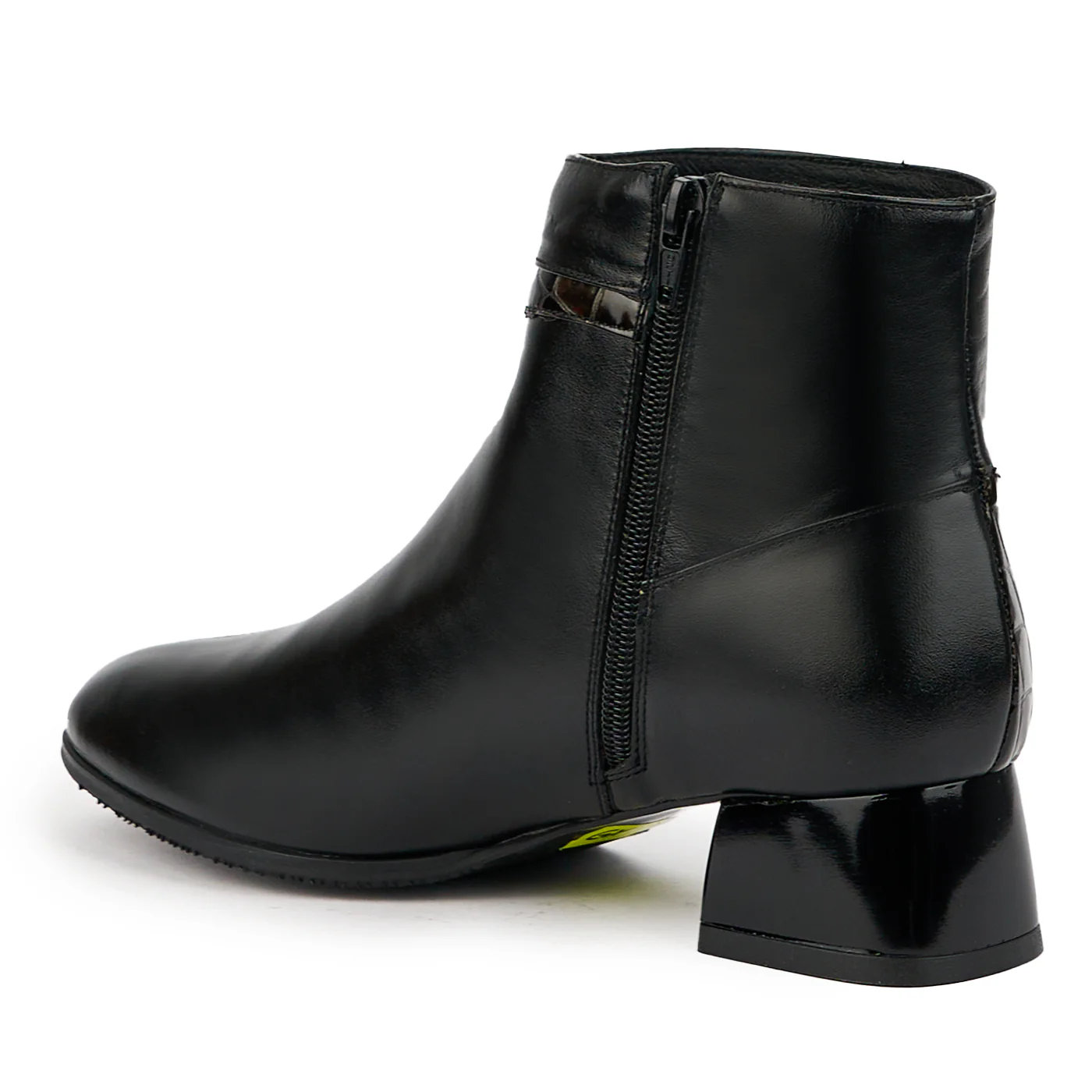 Botine dama din piele naturala neagra cu toc gros 4 cm 14758 - Image 2