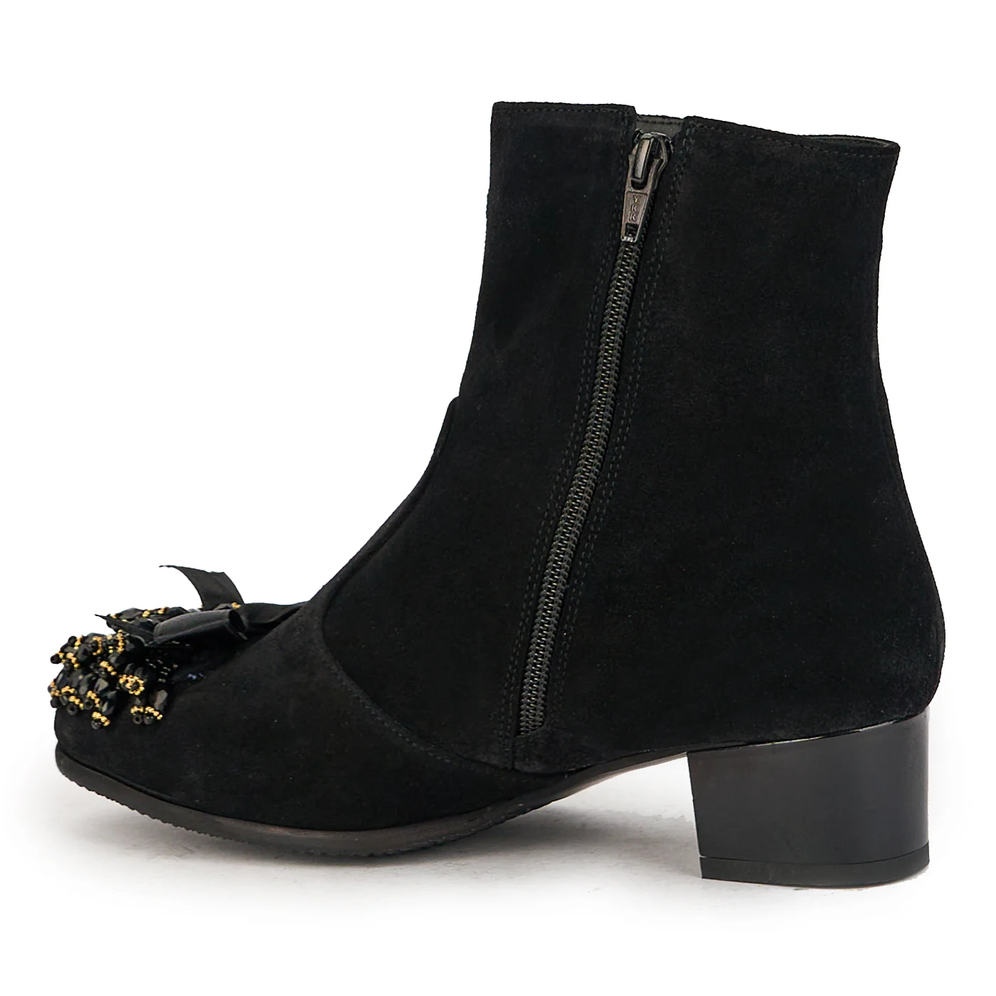 Botine dama din piele naturala neagra cu toc gros 4 cm 17343 - Image 2