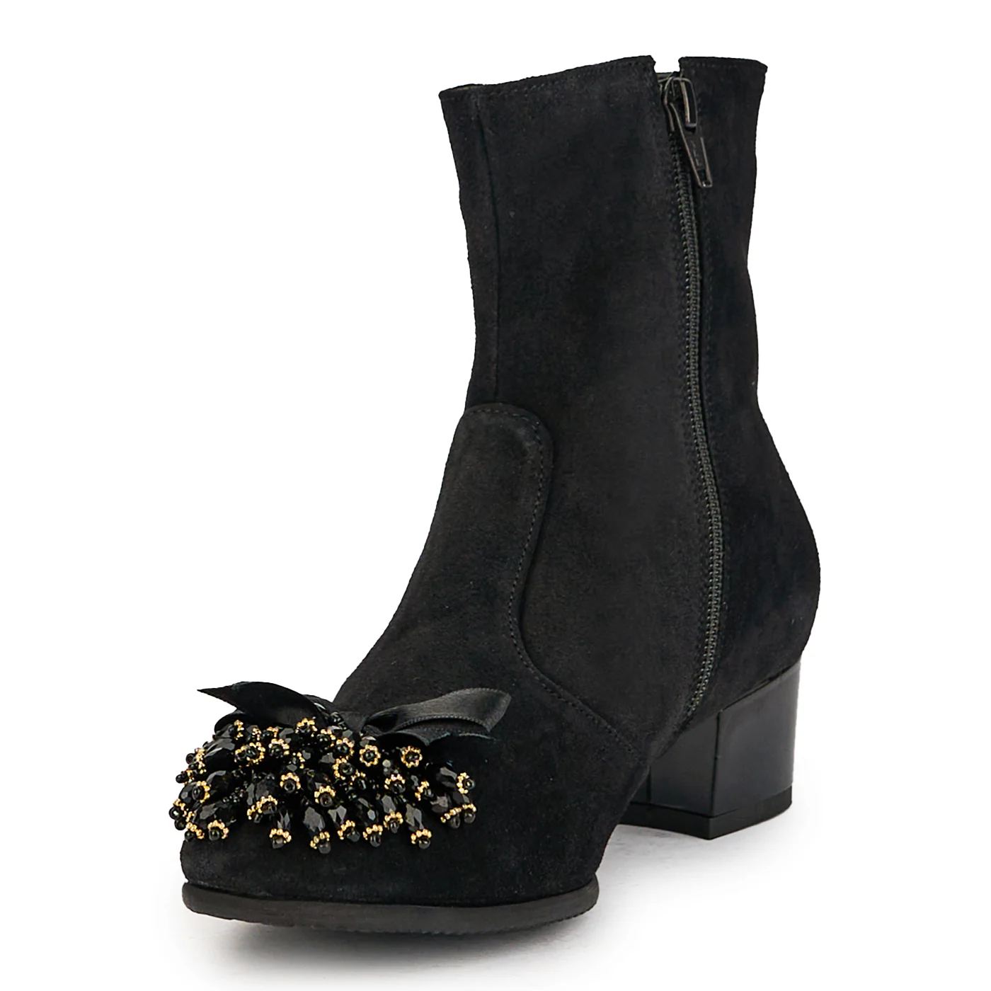 Botine dama din piele naturala neagra cu toc gros 4 cm 17343 - Image 3