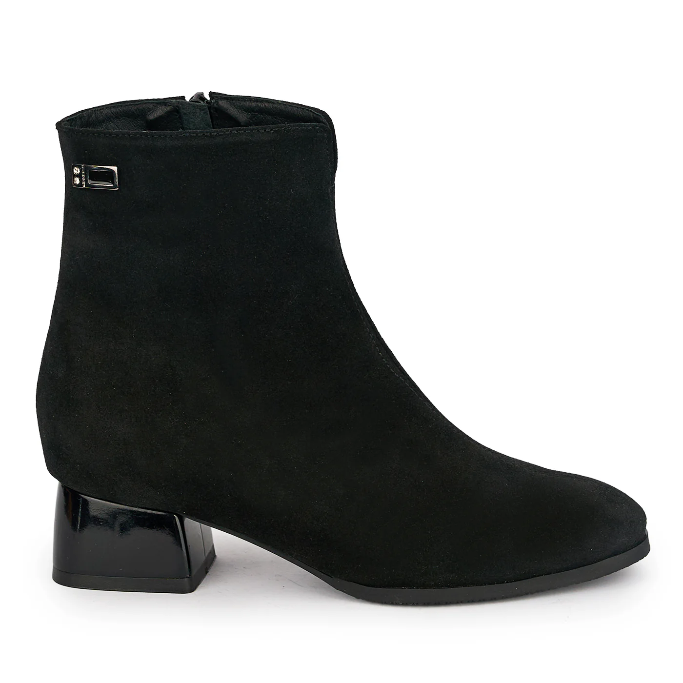 Botine dama din piele naturala neagra cu toc gros 4 cm 18931