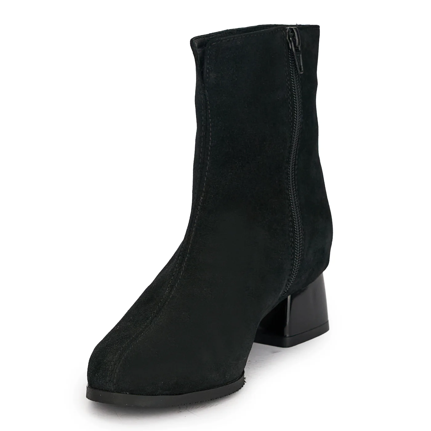 Botine dama din piele naturala neagra cu toc gros 4 cm 18931 - Image 3