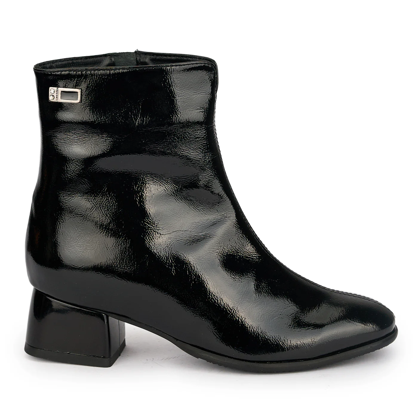 Botine dama din piele naturala neagra cu toc gros 4 cm 18932