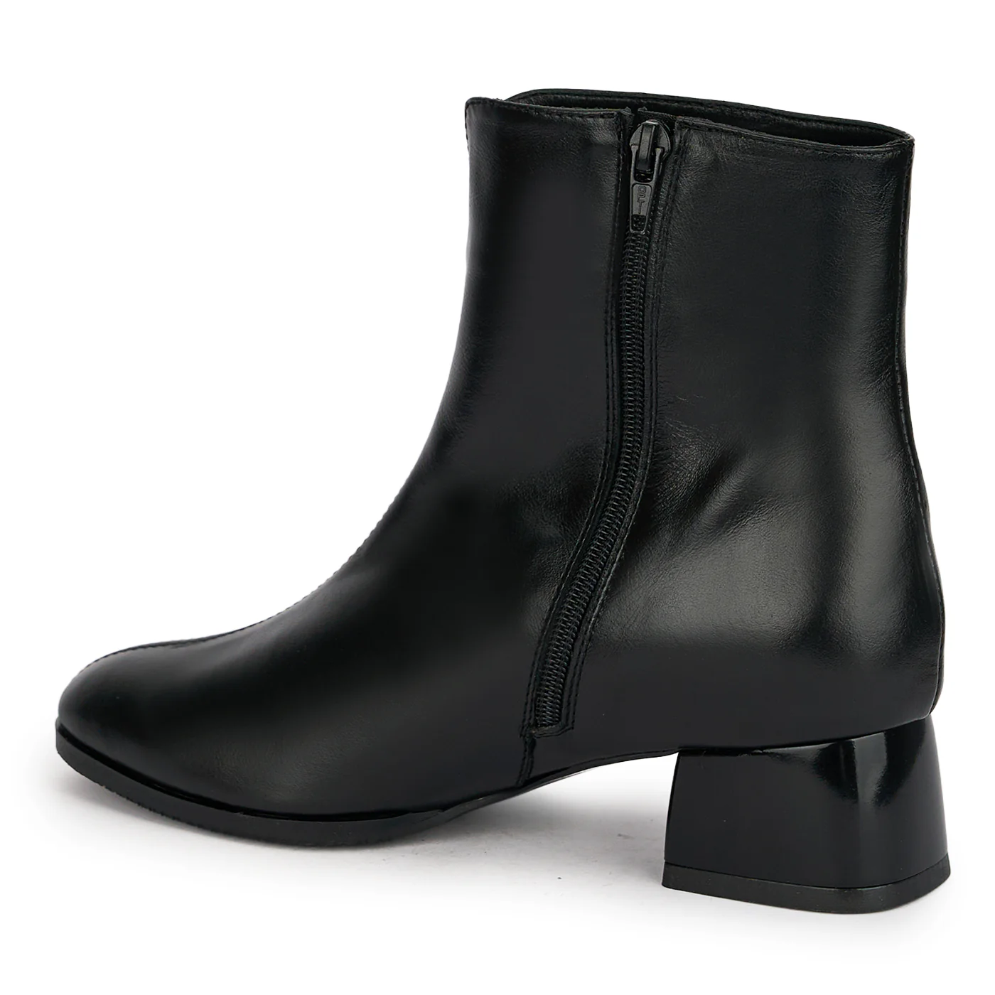 Botine dama din piele naturala neagra cu toc gros 4 cm 18933 - Image 2
