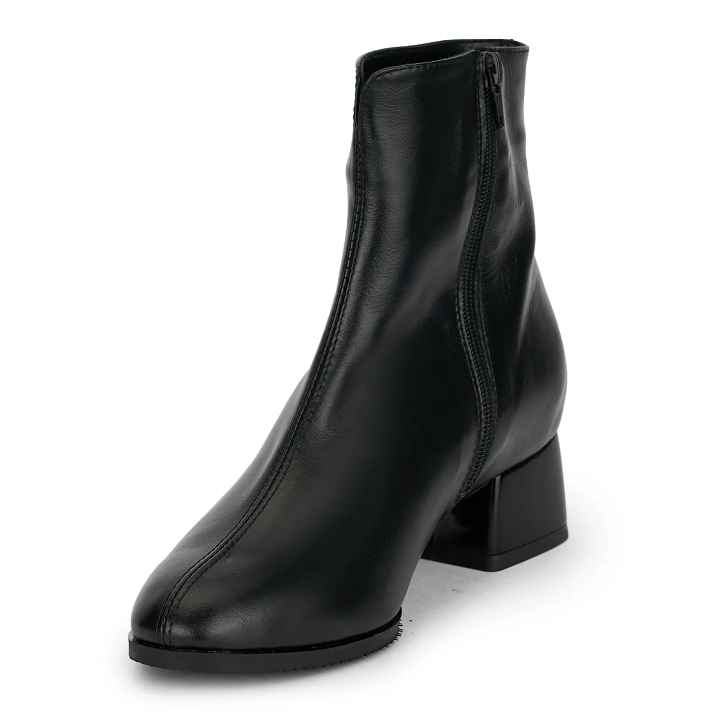 Botine dama din piele naturala neagra cu toc gros 4 cm 18933 - Image 3