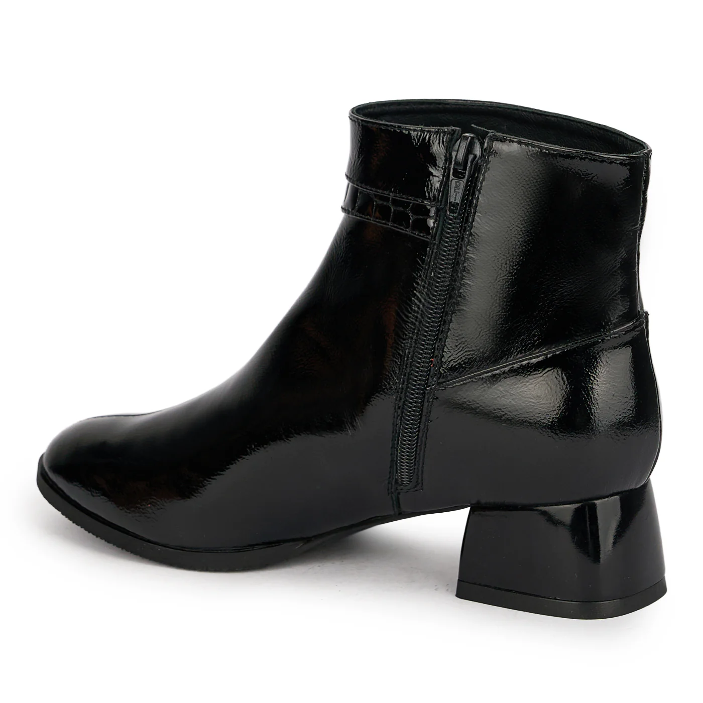 Botine dama din piele naturala neagra cu toc gros 4 cm 18936 - Image 2