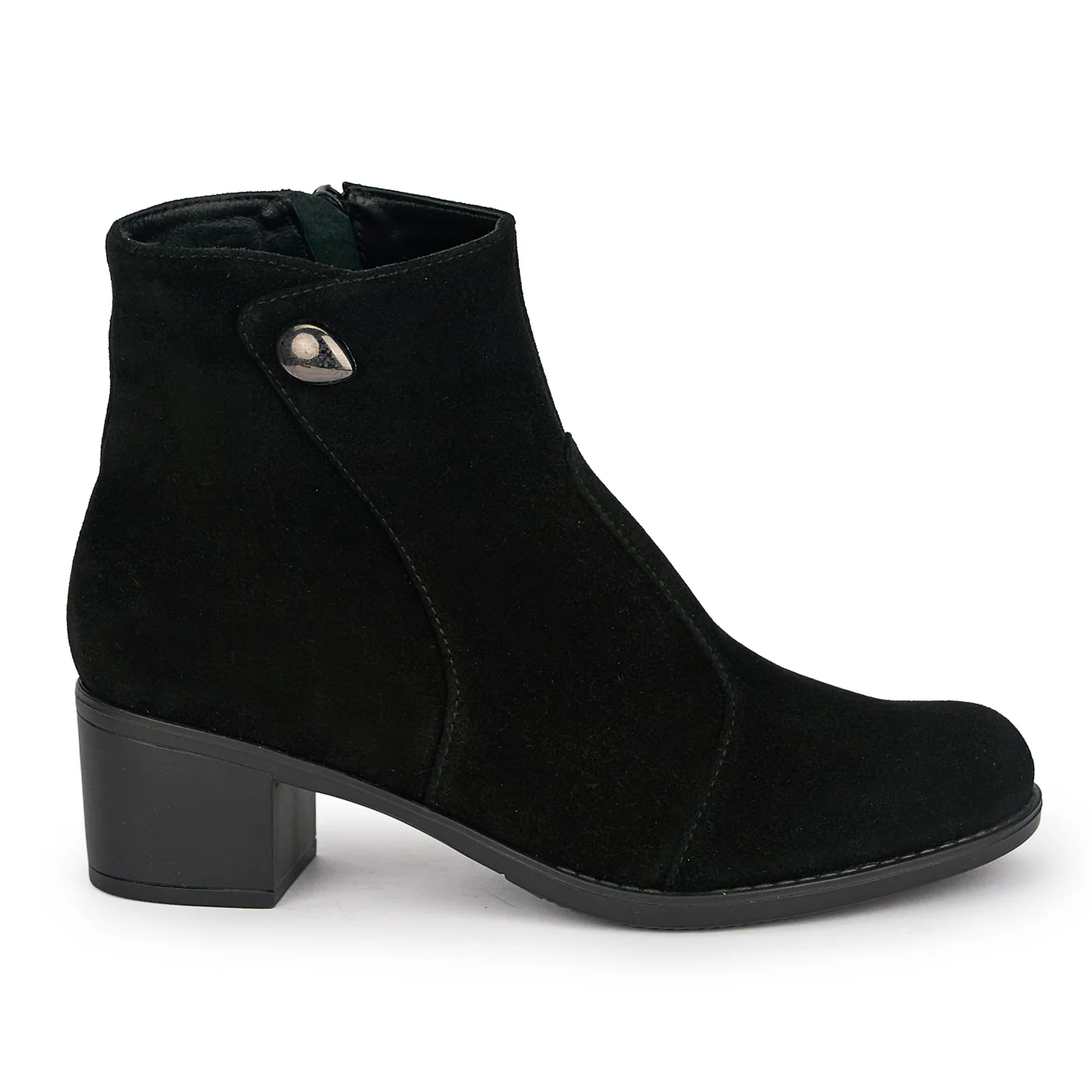 Botine dama din piele naturala neagra cu toc gros 5 cm 18938