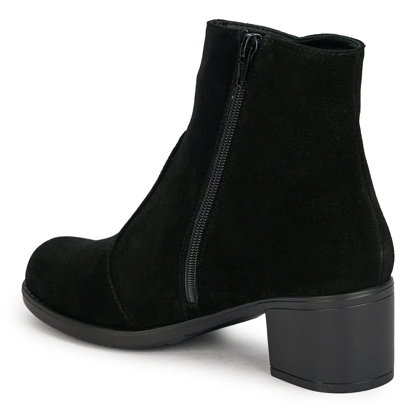 Botine dama din piele naturala neagra cu toc gros 5 cm 18938 - Image 2