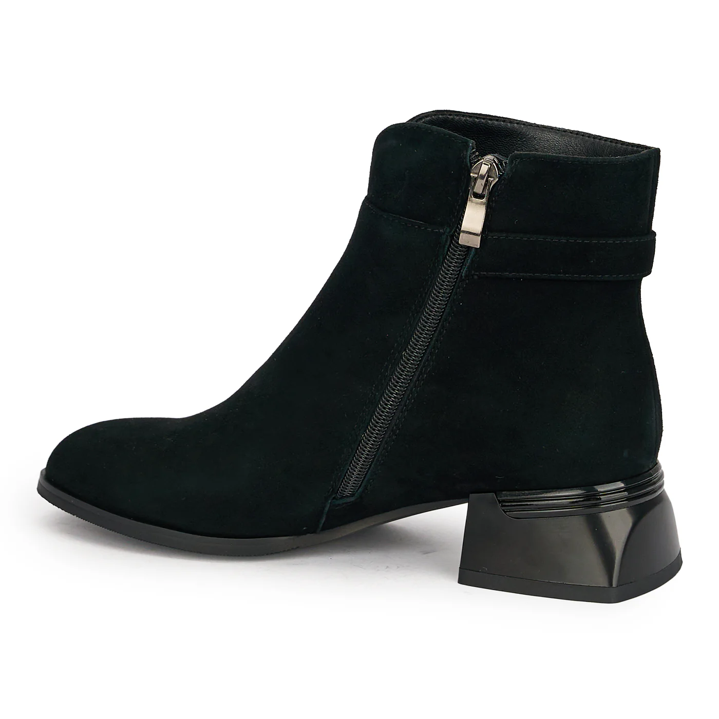 Botine dama din piele naturala neagra cu toc gros 4 cm 18962 - Image 2