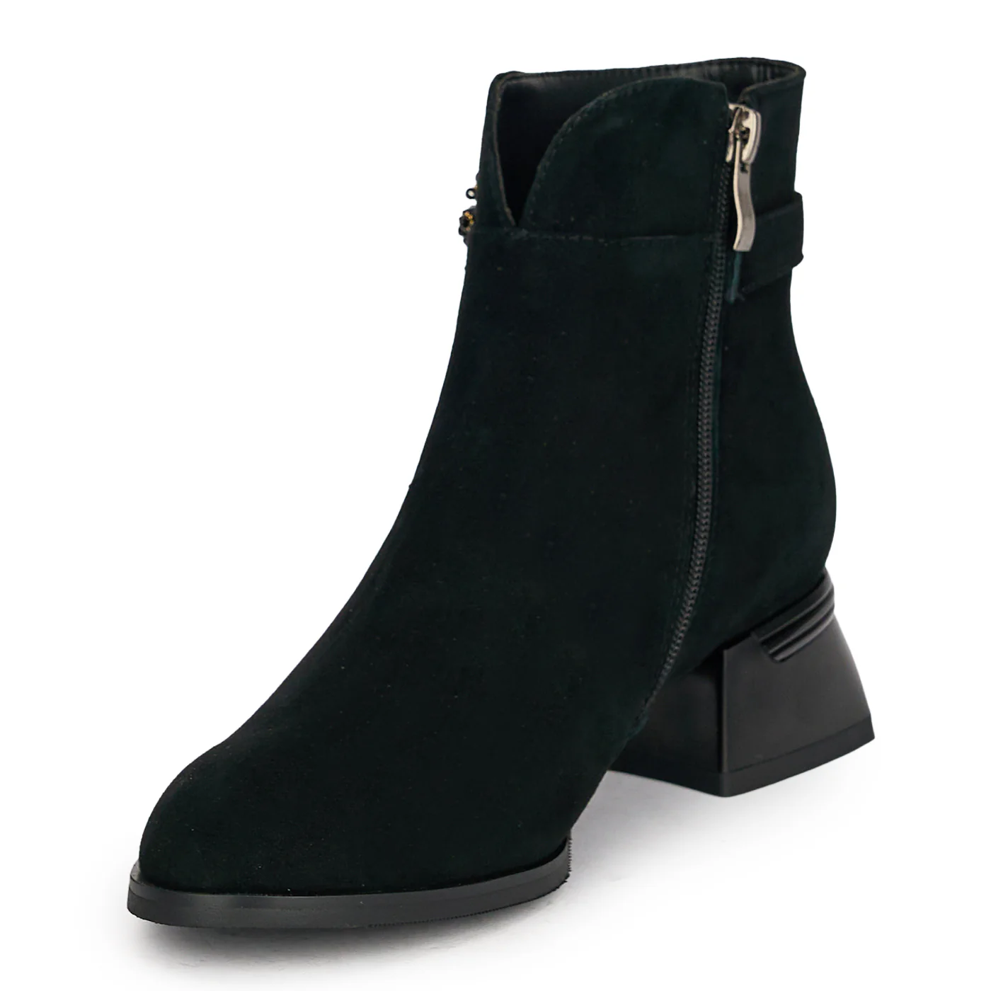 Botine dama din piele naturala neagra cu toc gros 4 cm 18962 - Image 3
