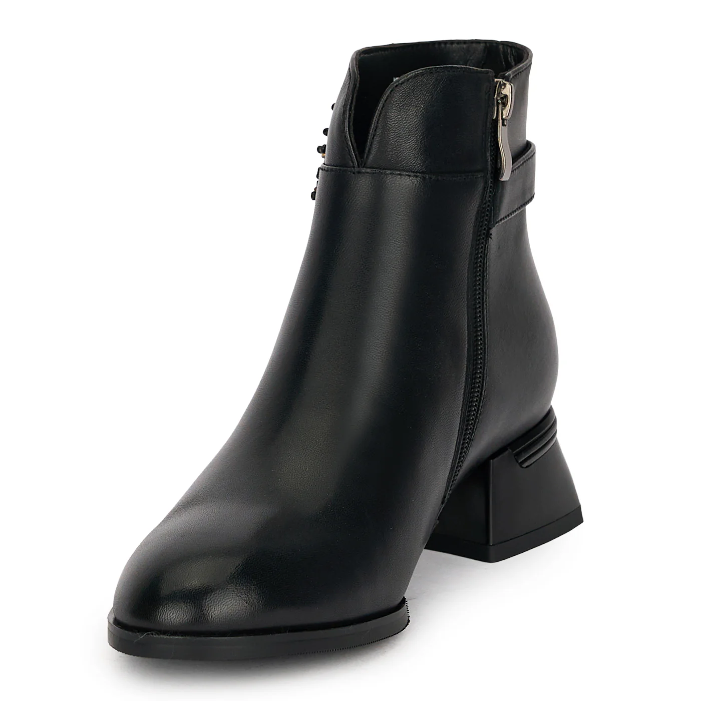 Botine dama din piele naturala neagra cu toc gros 4 cm 18963 - Image 3