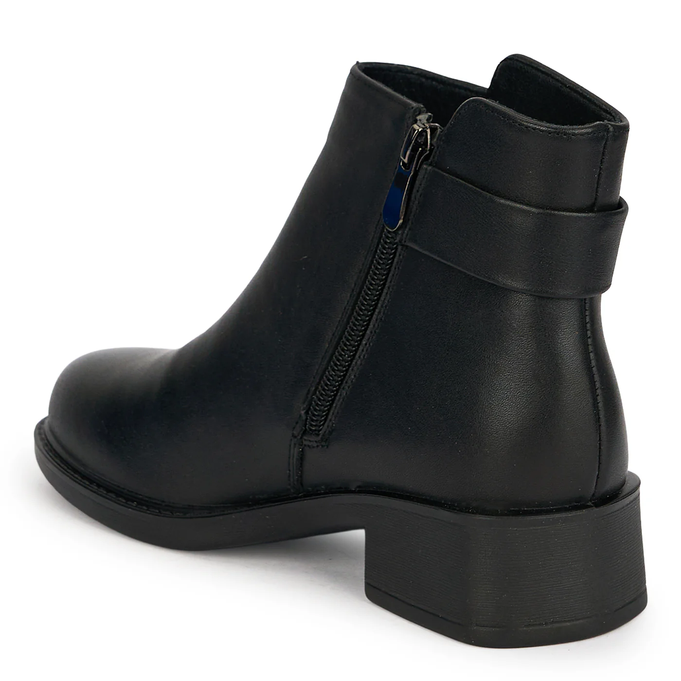 Botine dama din piele naturala neagra cu toc gros 4 cm 19038 - Image 2
