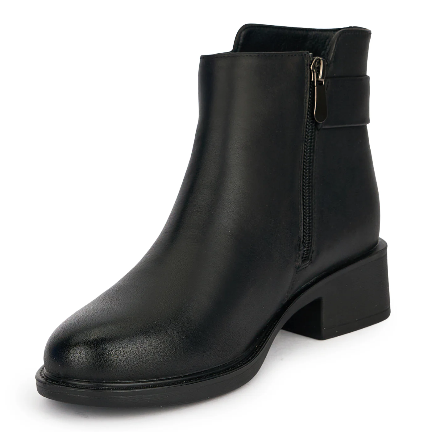Botine dama din piele naturala neagra cu toc gros 4 cm 19038 - Image 3