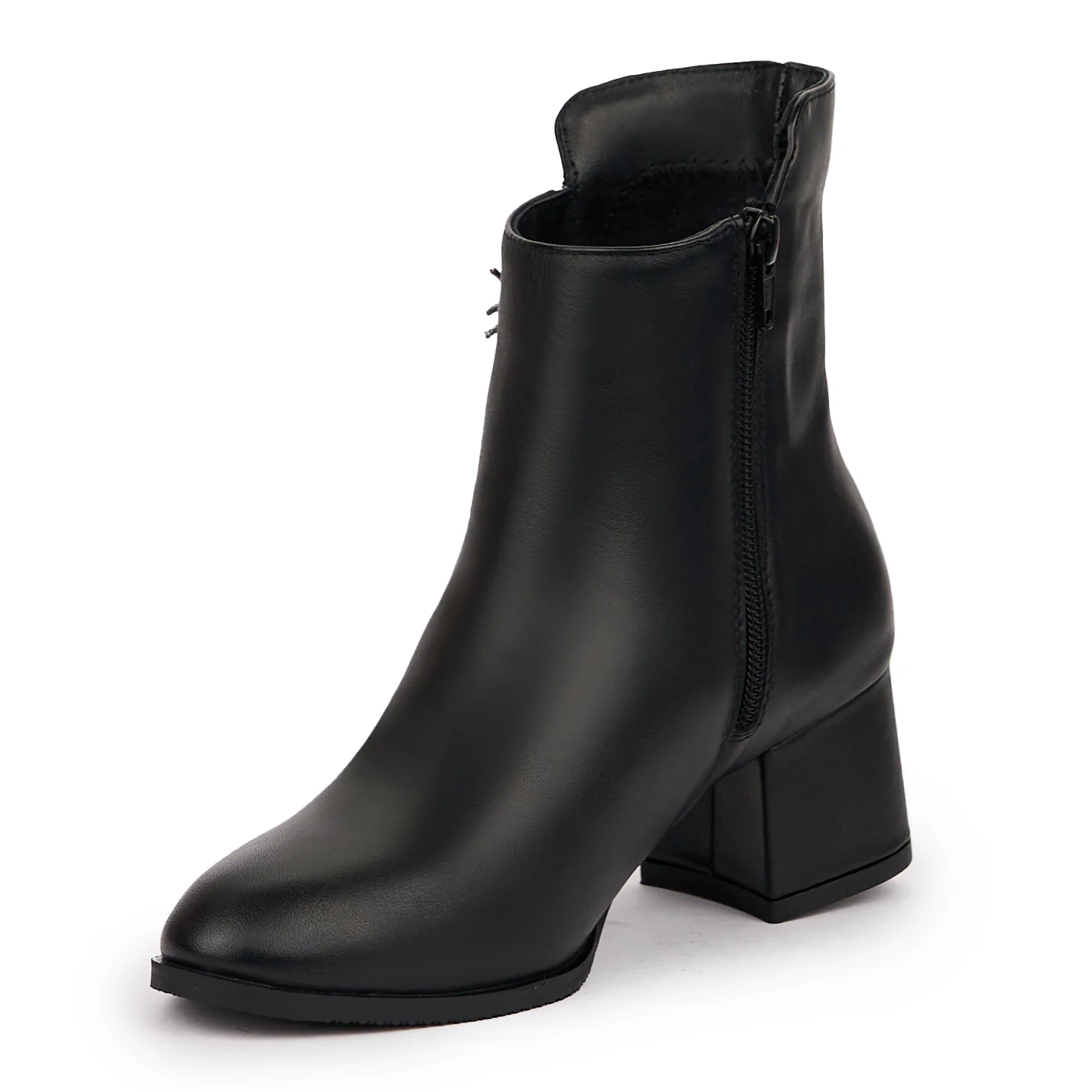Botine dama din piele naturala neagra cu toc gros 5.5 cm 14260 - Image 3