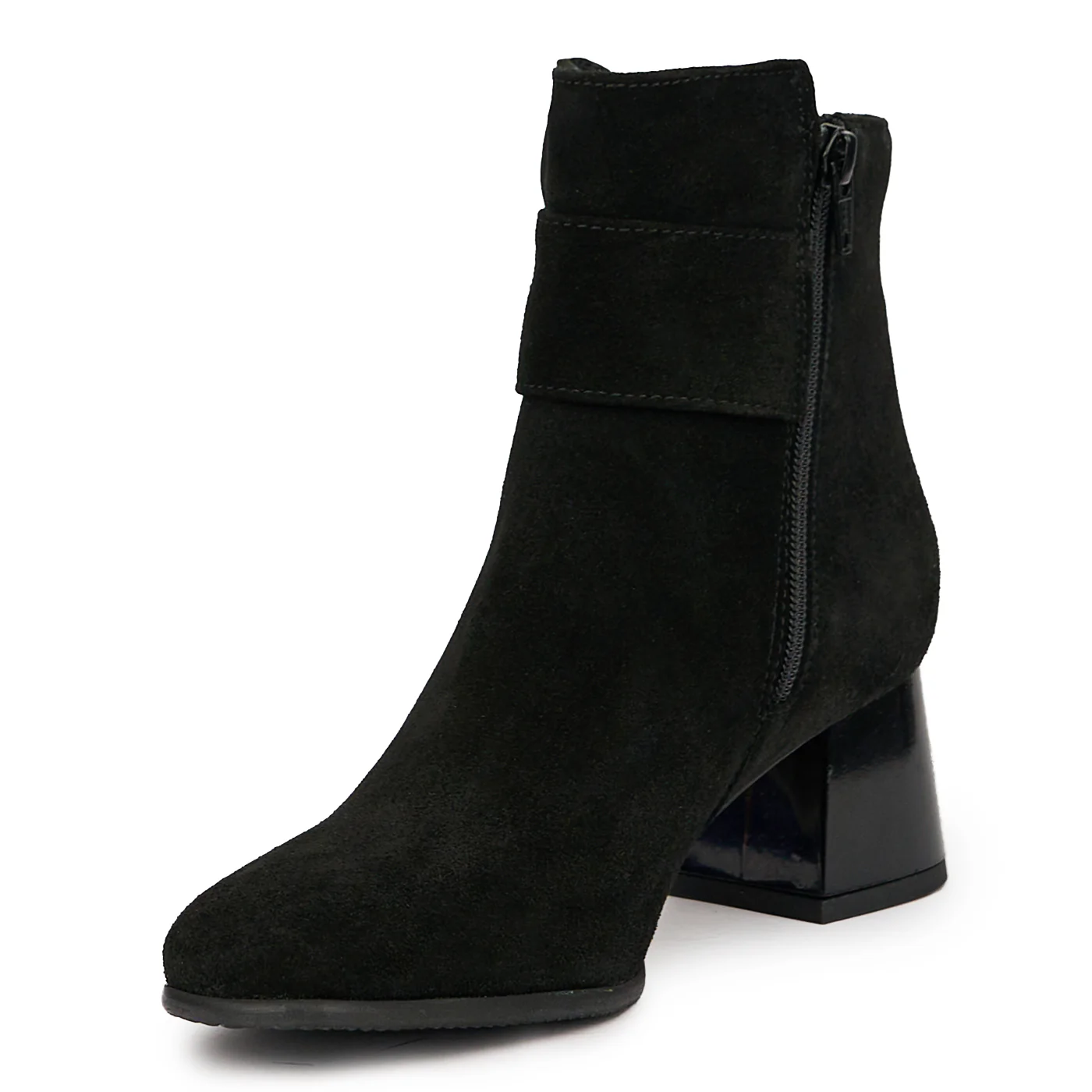 Botine dama din piele naturala neagra cu toc gros 5.5 cm 14609 - Image 3