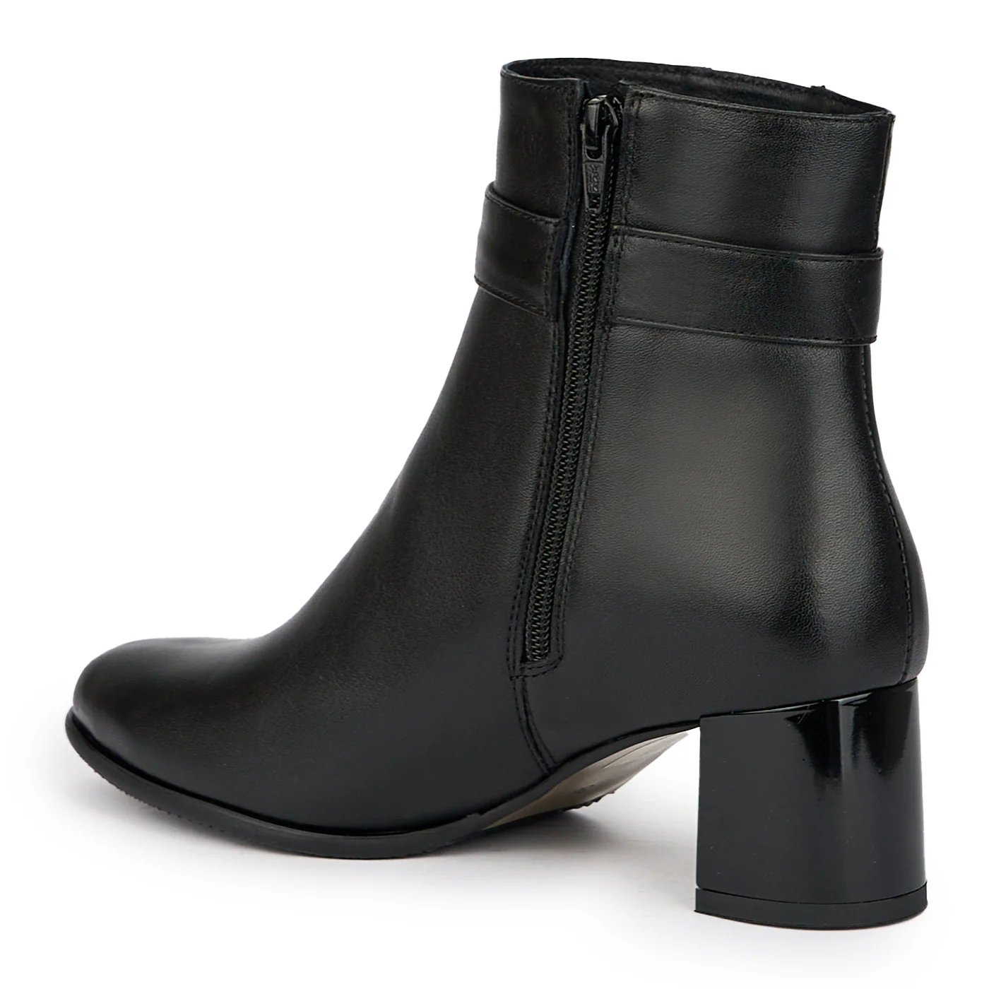 Botine dama din piele naturala neagra cu toc gros 5.5 cm 15289 - Image 2