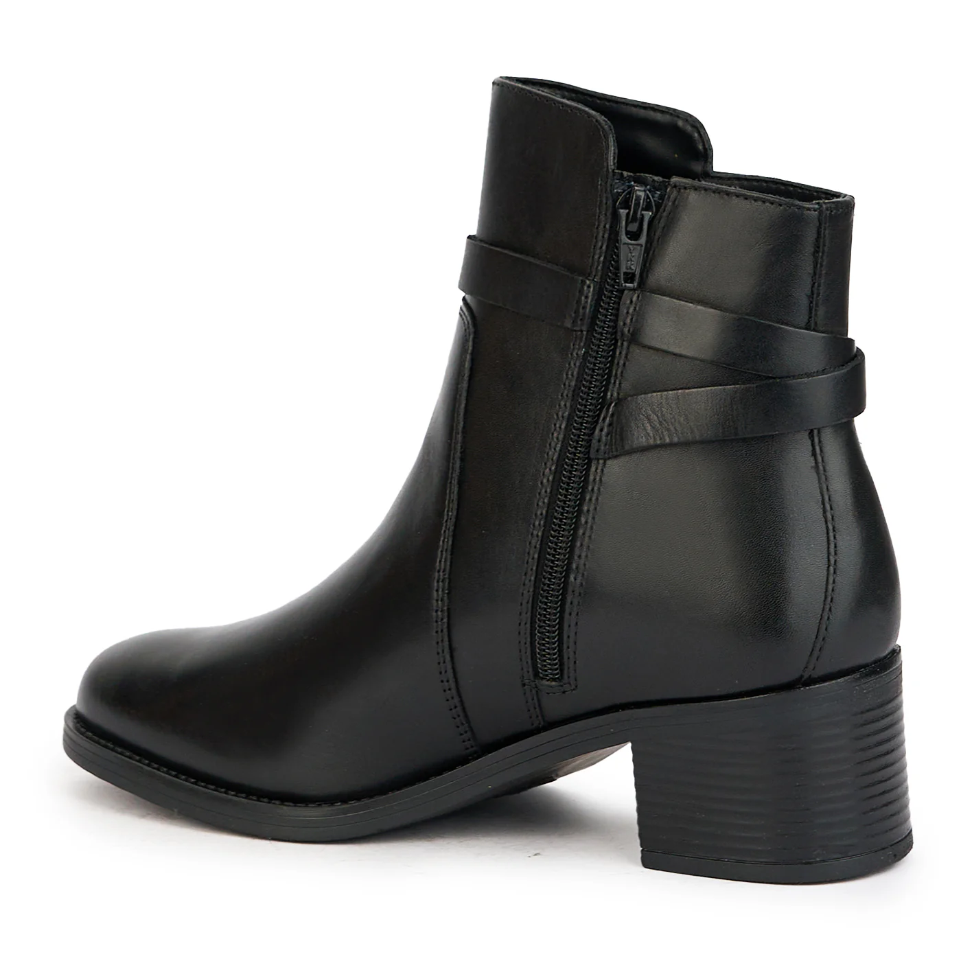 Botine dama din piele naturala neagra cu toc gros 5.5 cm 17220 - Image 2