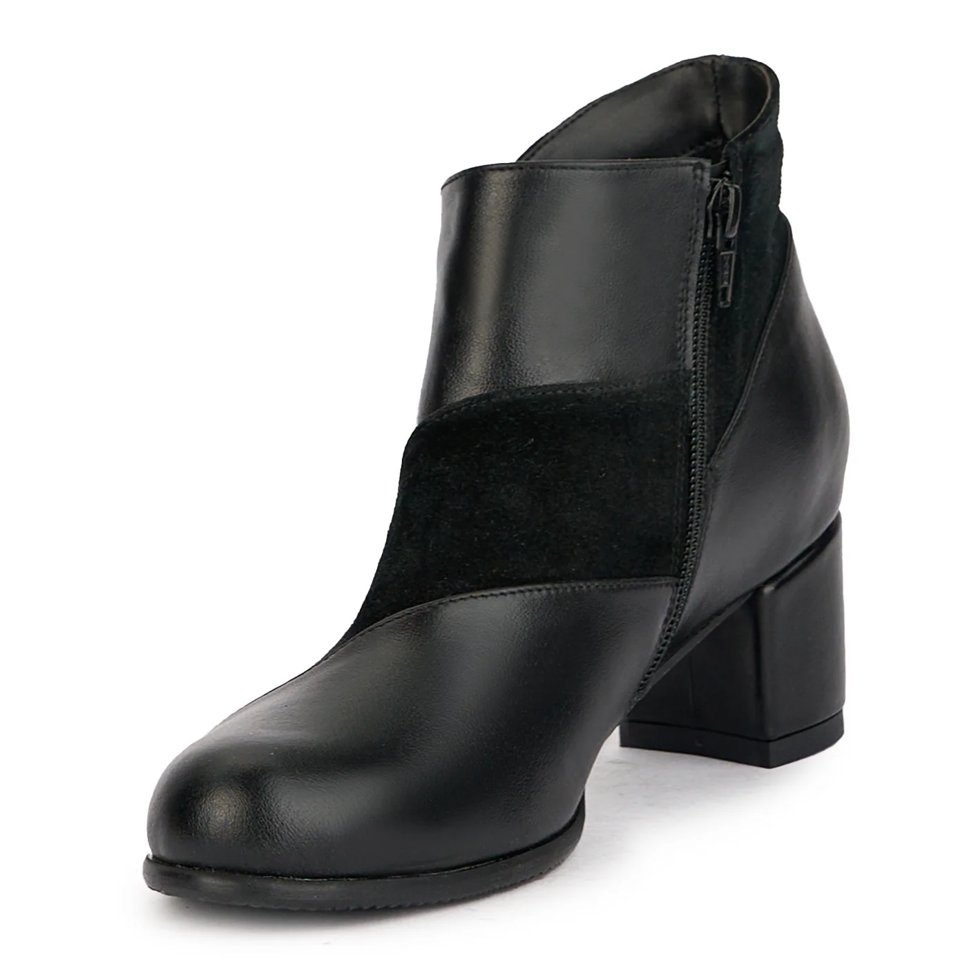 Botine dama din piele naturala neagra cu toc gros 5.5 cm 17261 - Image 3