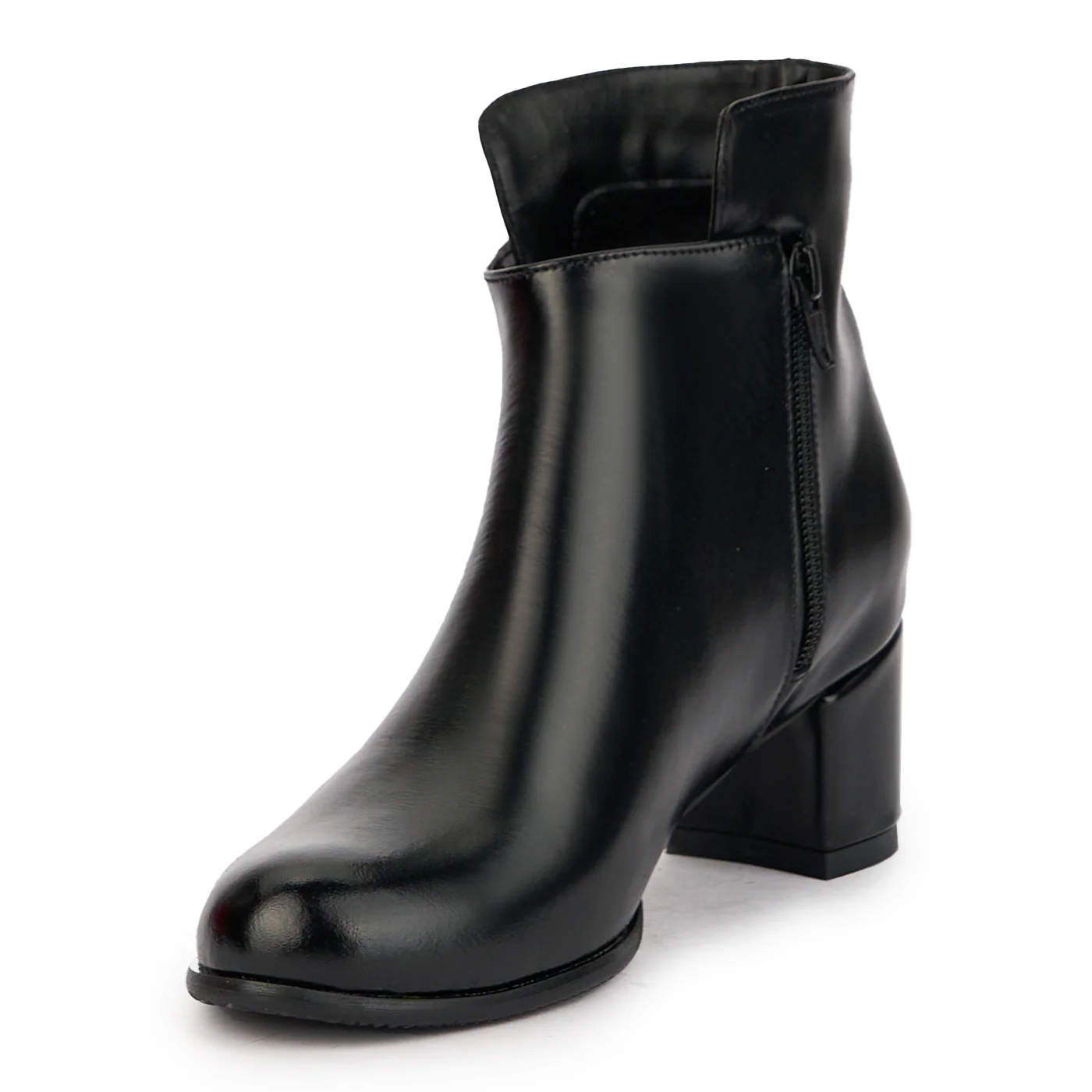 Botine dama din piele naturala neagra cu toc gros 5.5 cm 17300 - Image 3