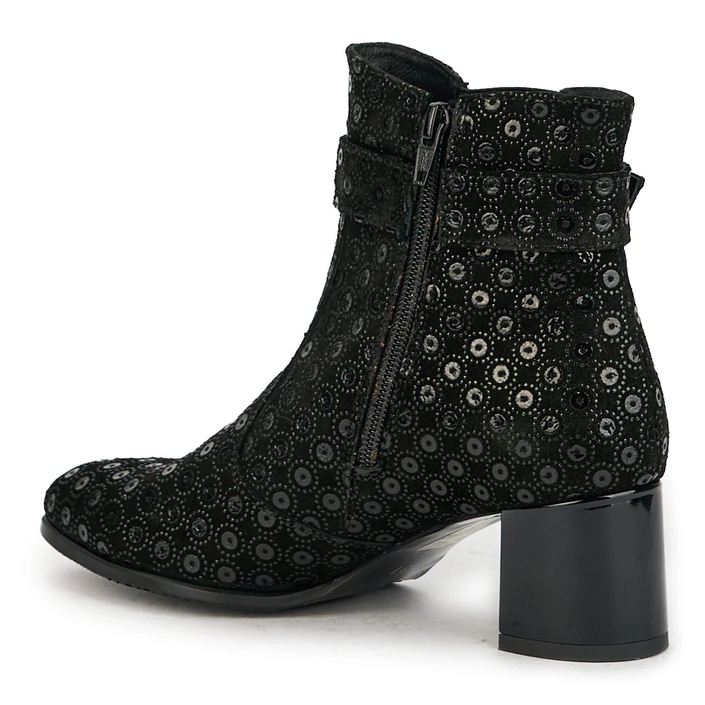 Botine dama din piele naturala neagra cu toc gros 5.5 cm 17329 - Image 2