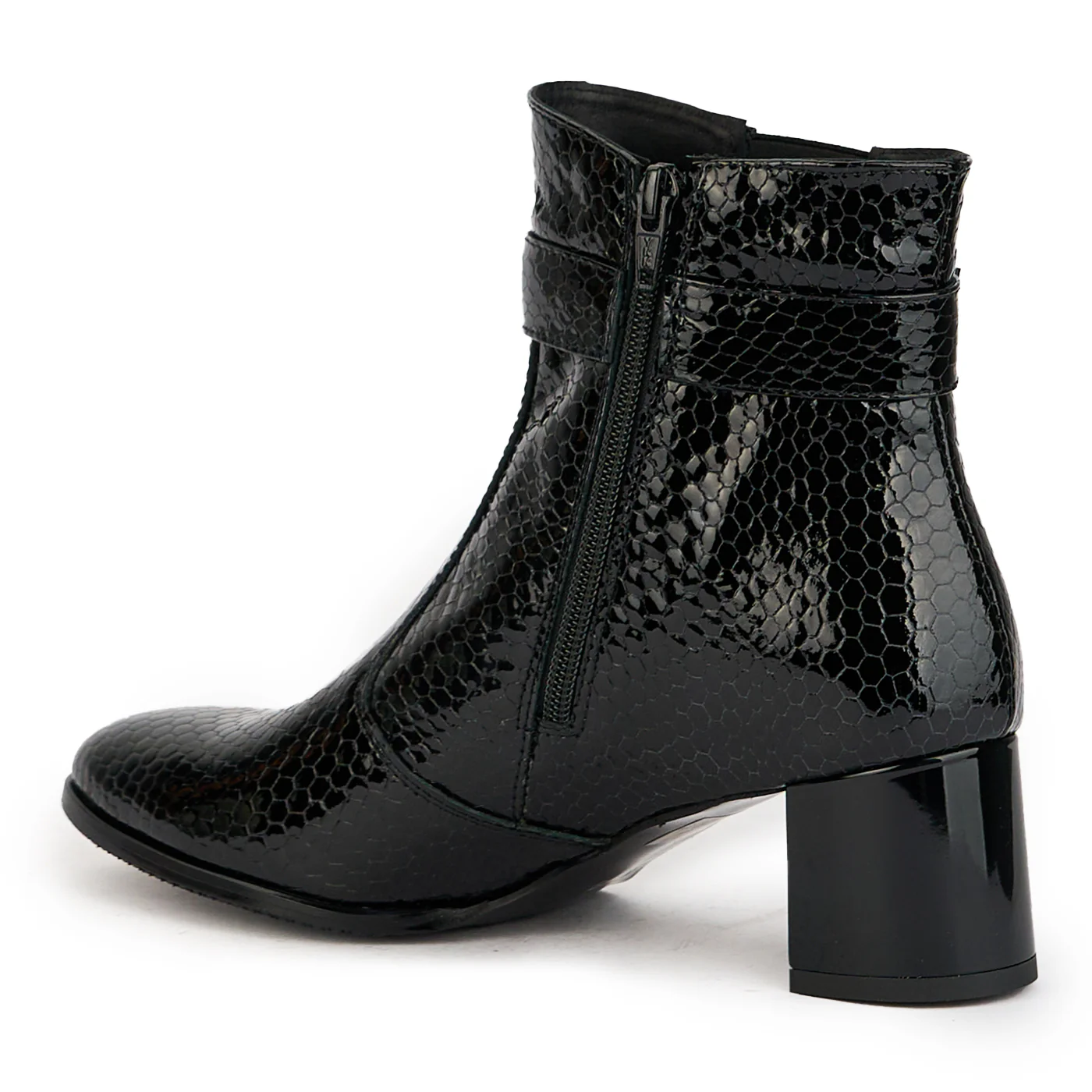 Botine dama din piele naturala neagra cu toc gros 5.5 cm 17331 - Image 2