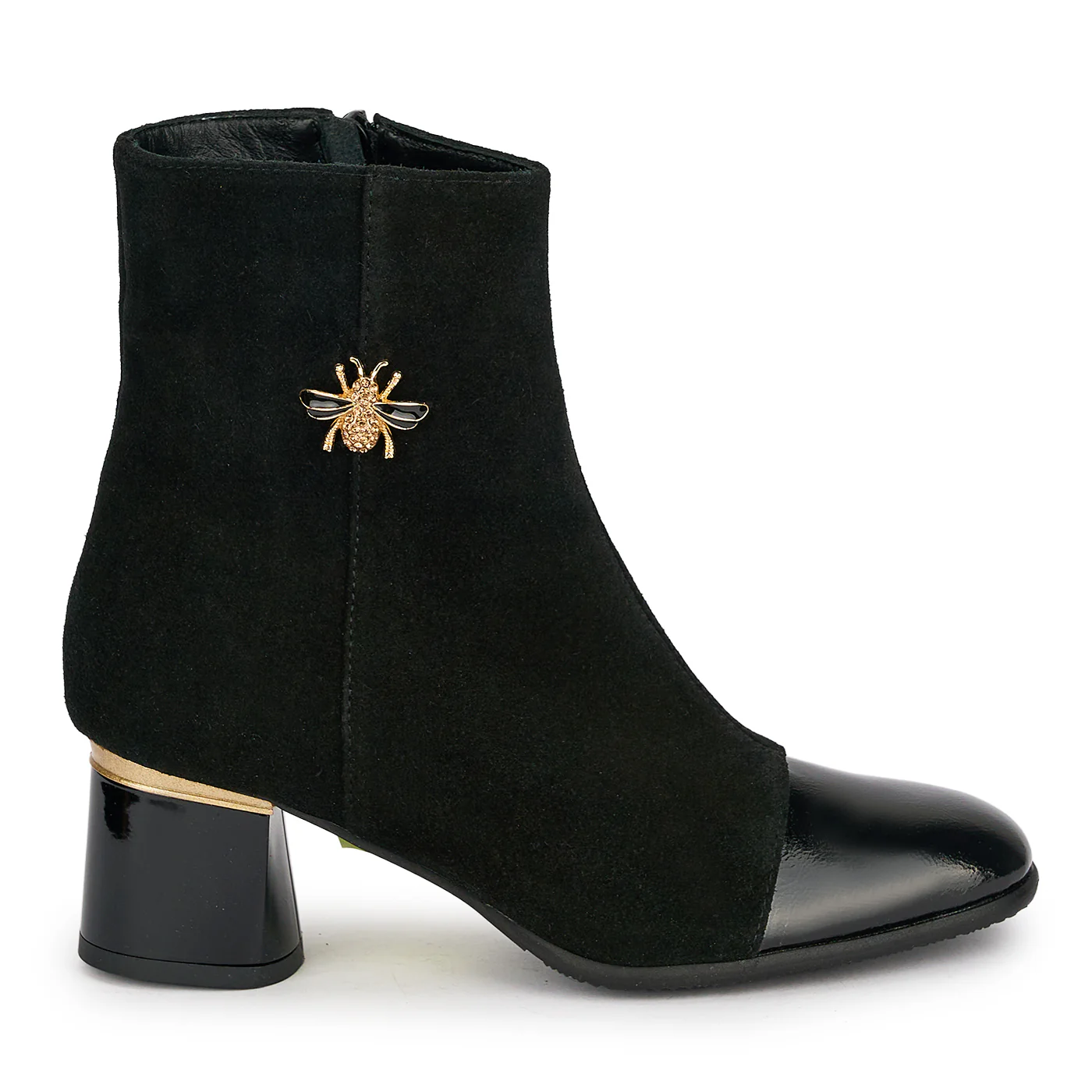 Botine dama din piele naturala neagra cu toc gros 5.5 cm 18911
