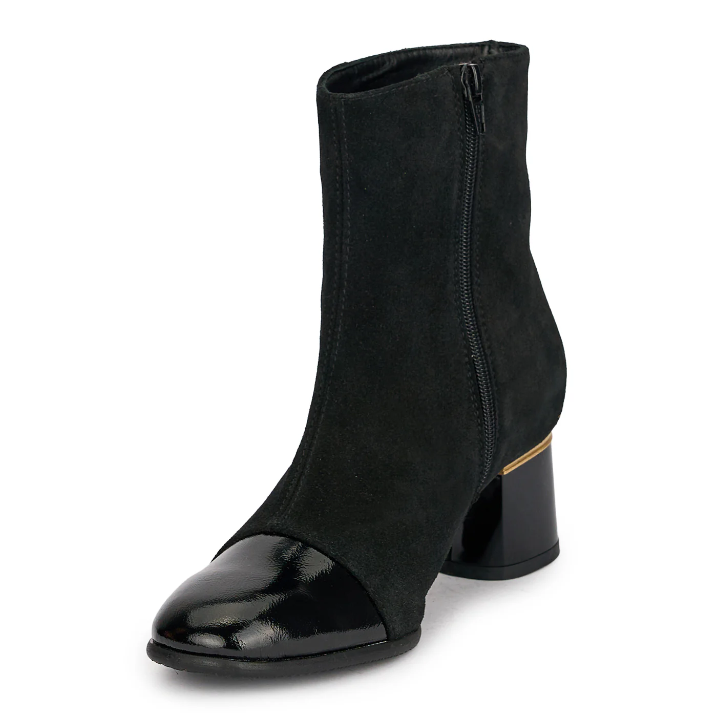 Botine dama din piele naturala neagra cu toc gros 5.5 cm 18911 - Image 3