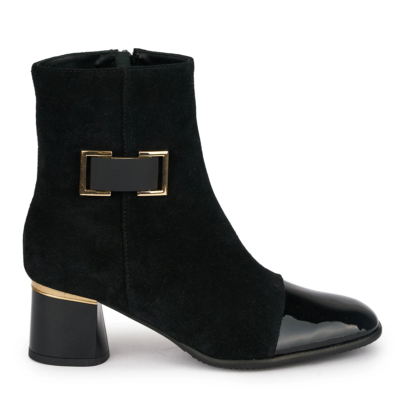 Botine dama din piele naturala neagra cu toc gros 5.5 cm 18912