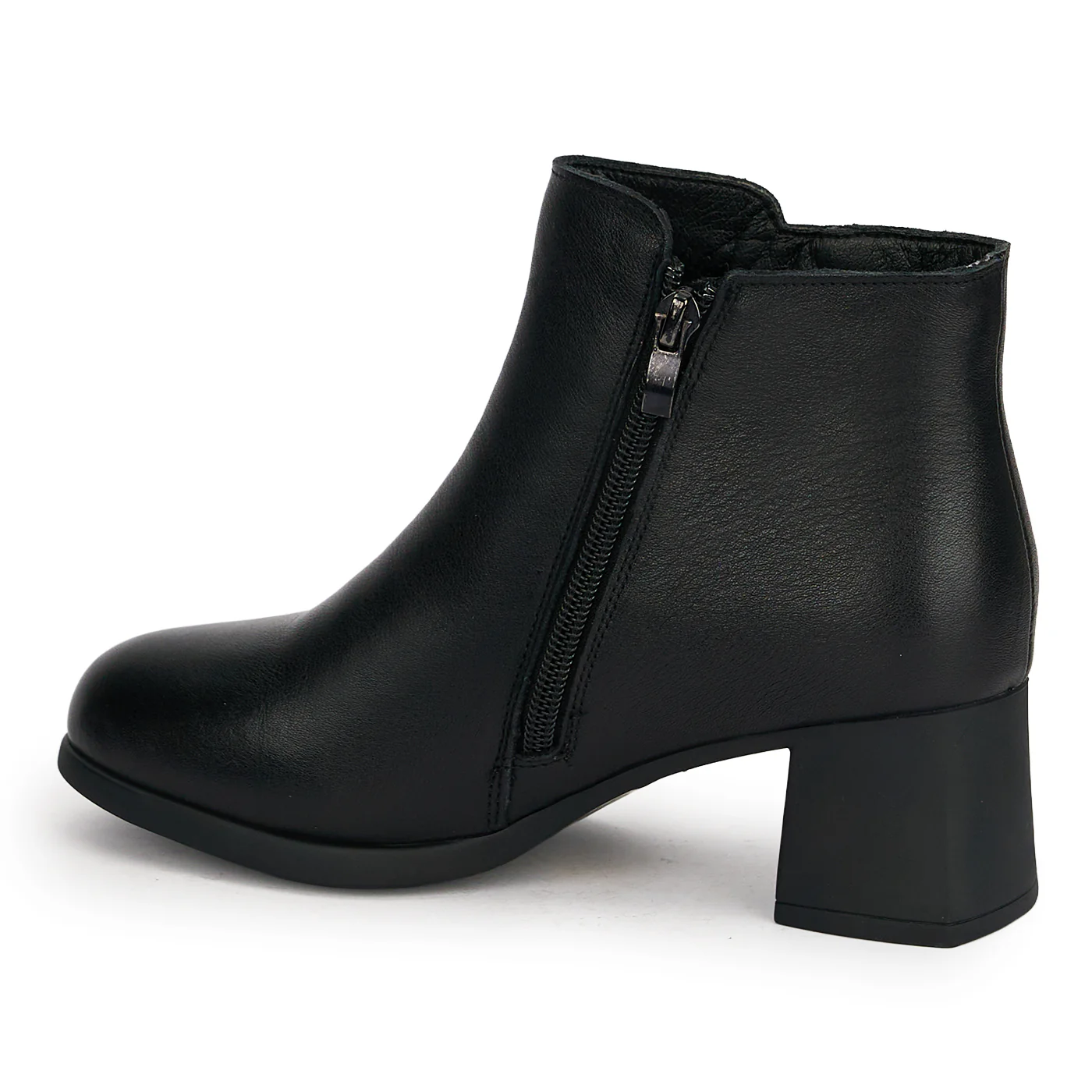 Botine dama din piele naturala neagra cu toc gros 5.5 cm 18978 - Image 2
