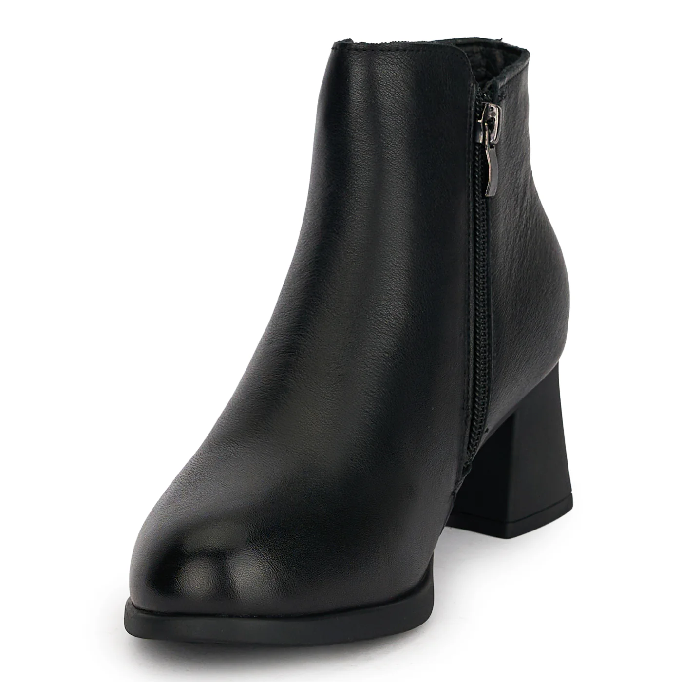 Botine dama din piele naturala neagra cu toc gros 5.5 cm 18978 - Image 3