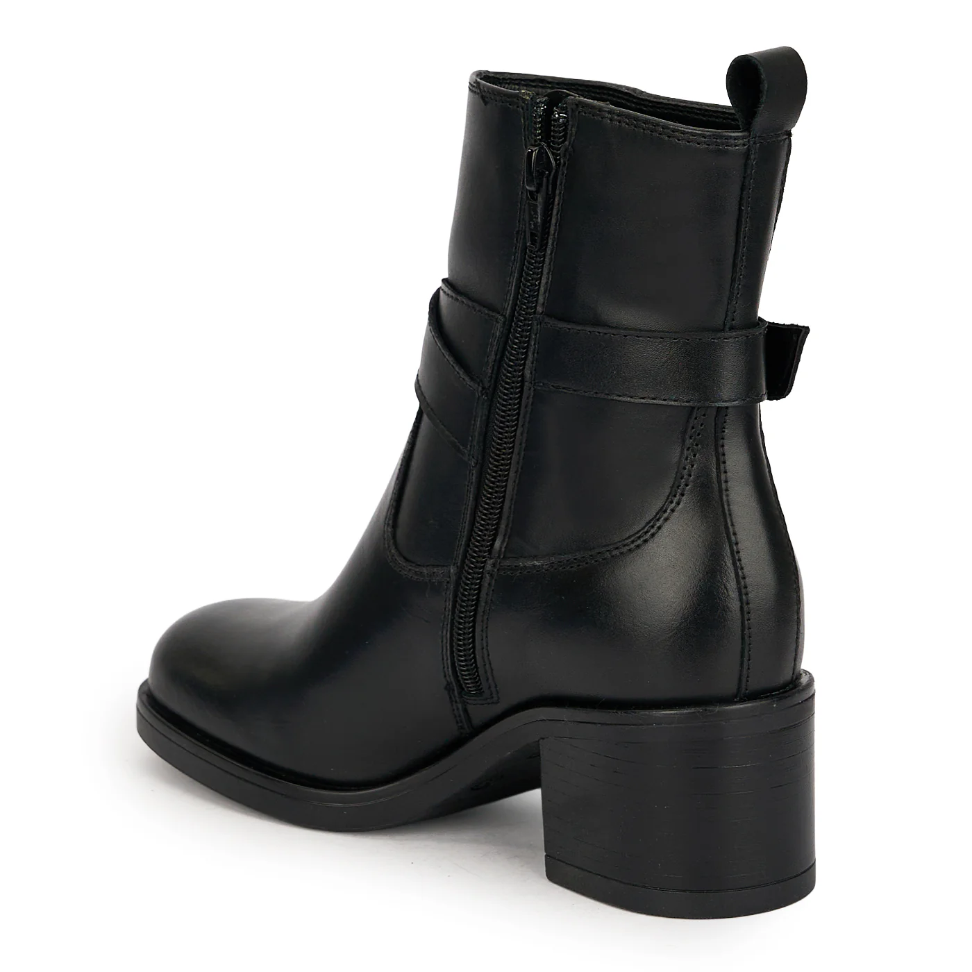 Botine dama din piele naturala neagra cu toc gros 5.5 cm 19106 - Image 2