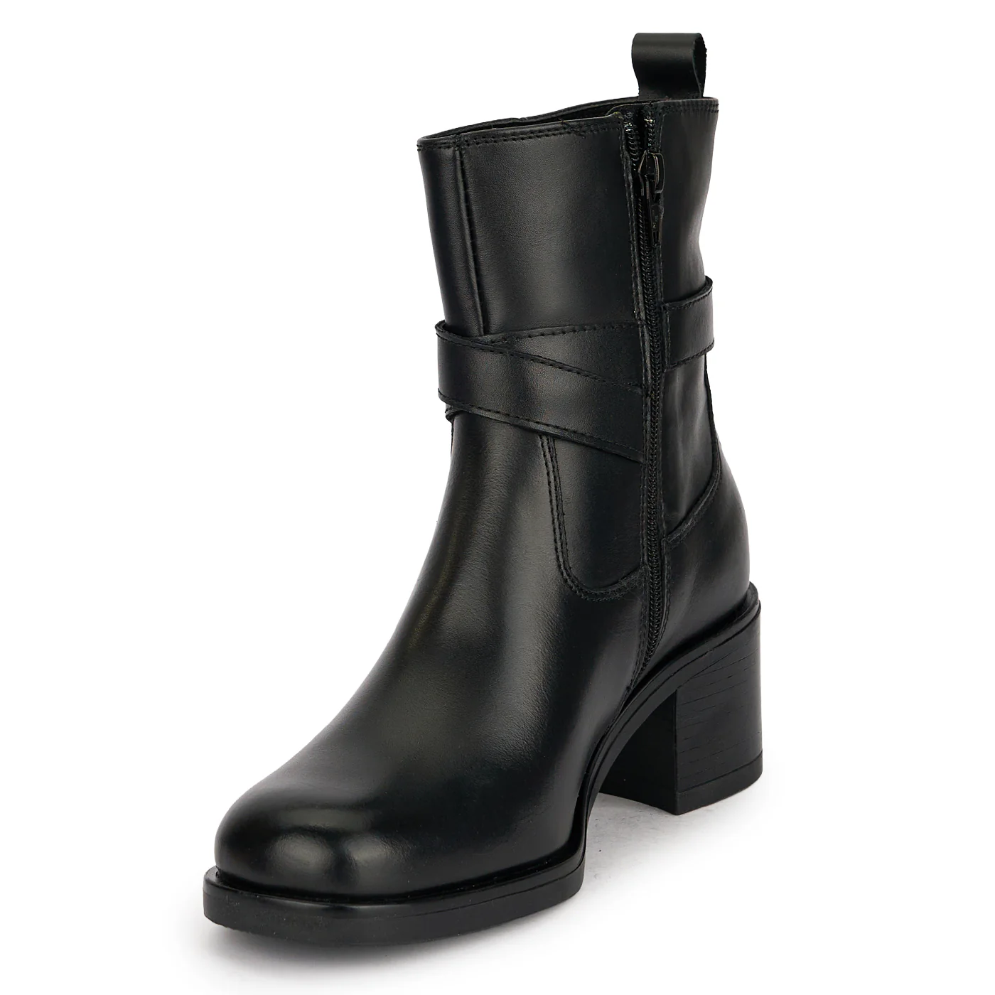 Botine dama din piele naturala neagra cu toc gros 5.5 cm 19106 - Image 3