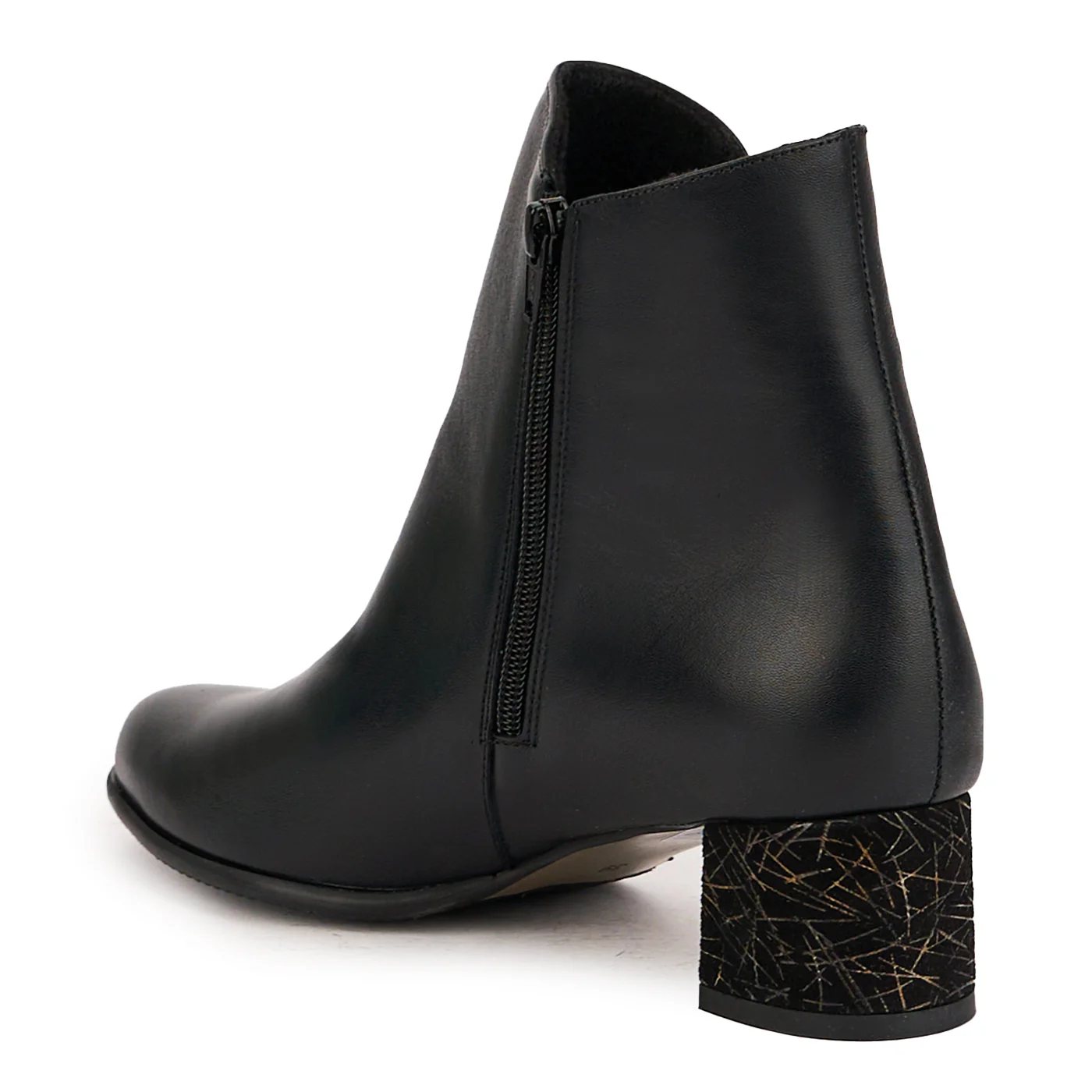 Botine dama din piele naturala neagra cu toc gros 5 cm 16806 - Image 2