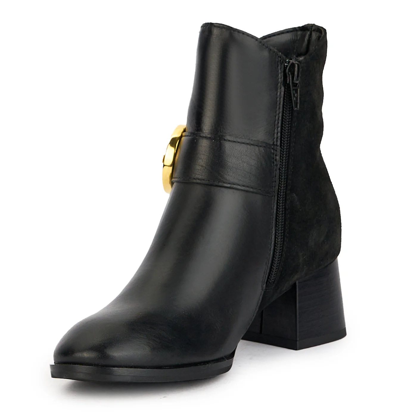 Botine dama din piele naturala neagra cu toc gros 5 cm 17236 - Image 3