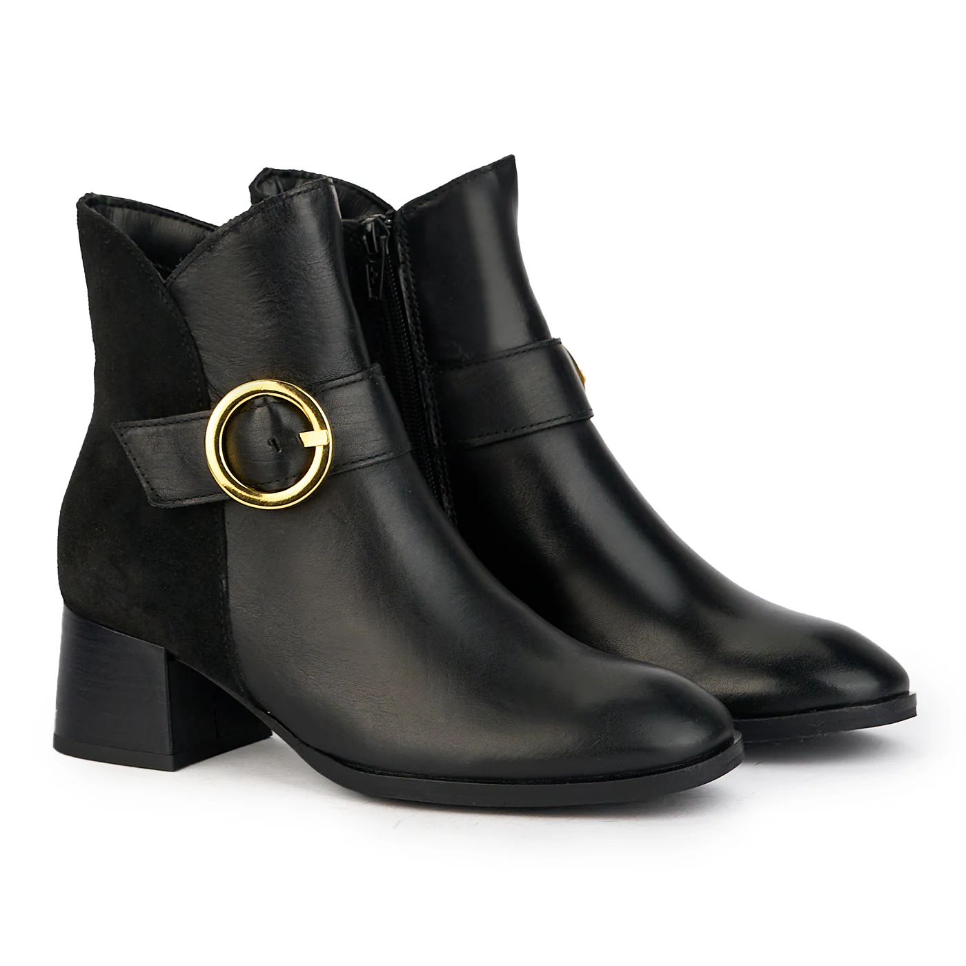 Botine dama din piele naturala neagra cu toc gros 5 cm 17236 - Image 4