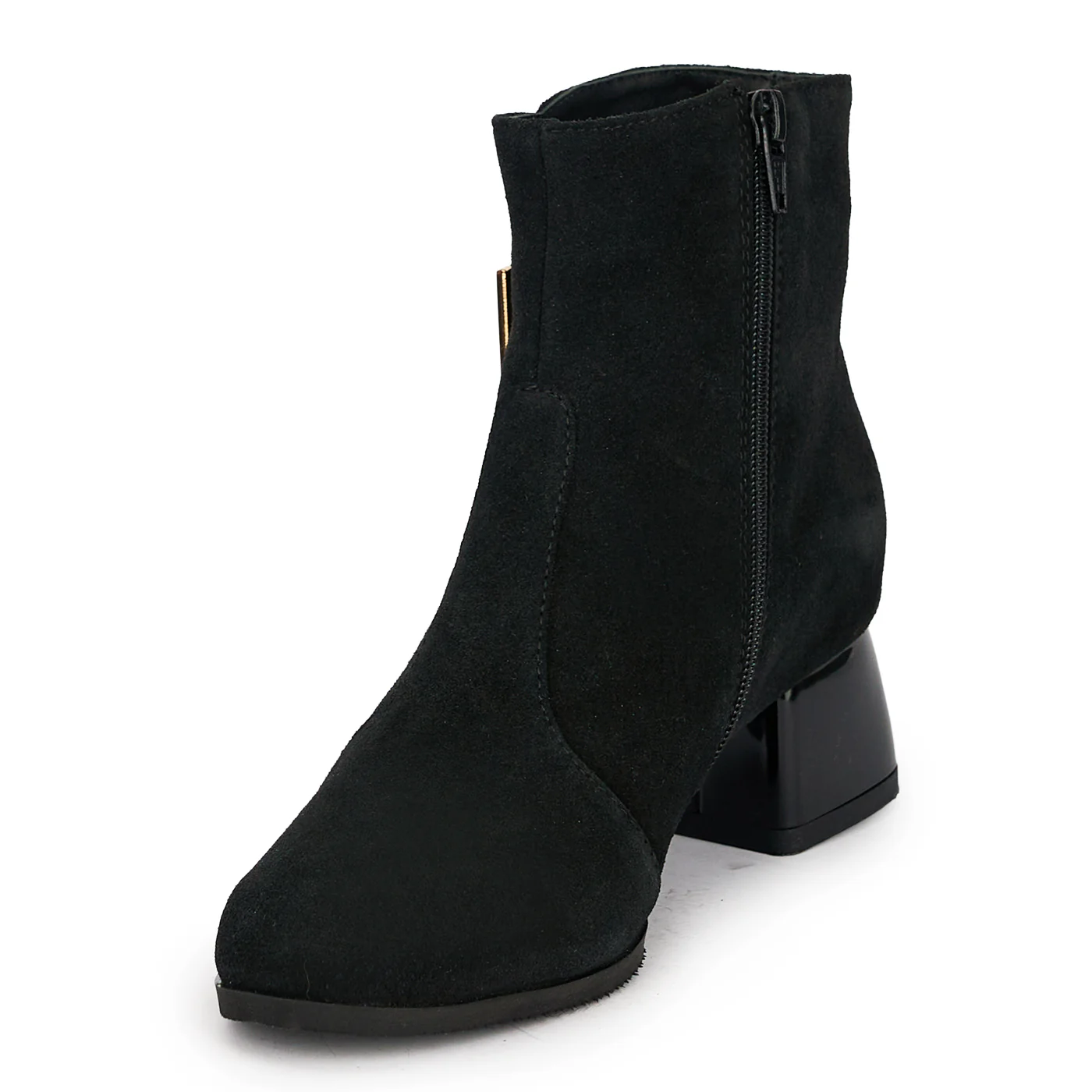 Botine dama din piele naturala neagra cu toc gros 5 cm 18924 - Image 3