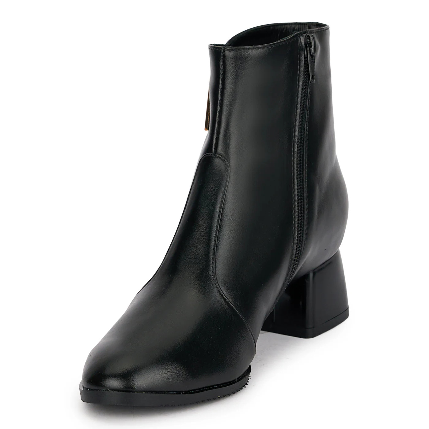 Botine dama din piele naturala neagra cu toc gros 5 cm 18926 - Image 3